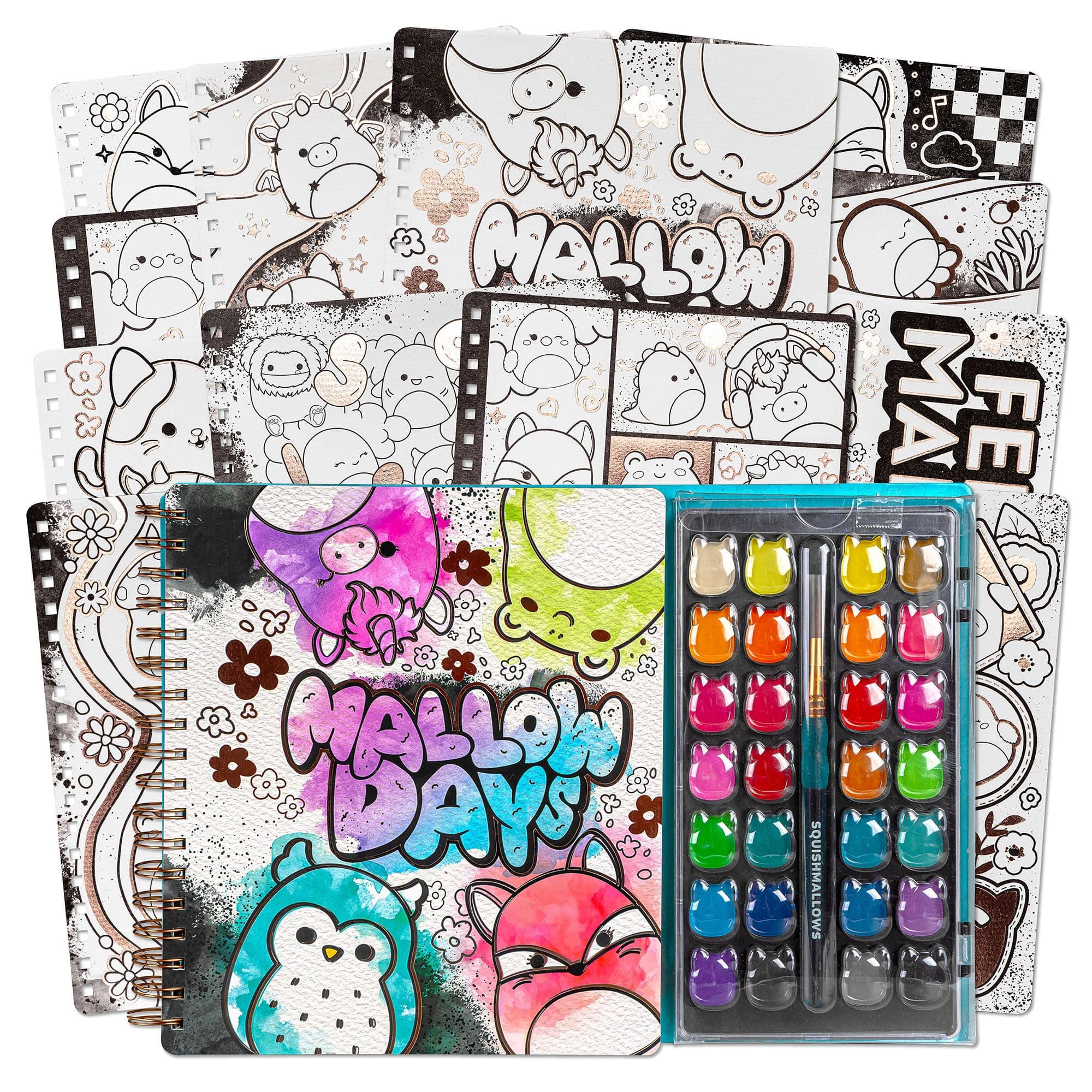 Fashion Angels Squishmallows Watercolor Poster Set, Paint Set with Brushes & Watercolor Sketch Book, Ideal Arts & Crafts Activity for Kids