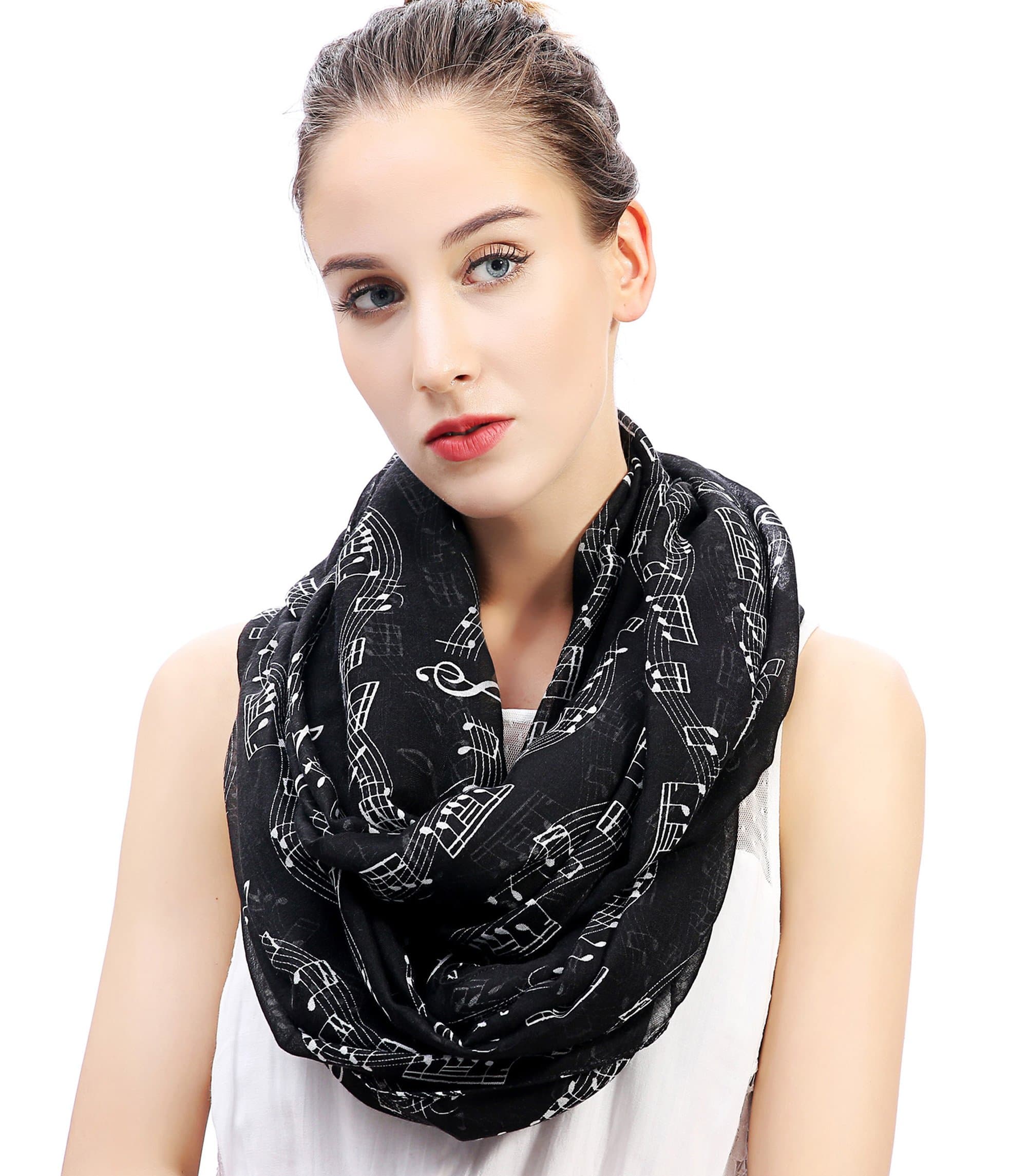 Musical Note Print Women's Infinity Scarf Lightweight