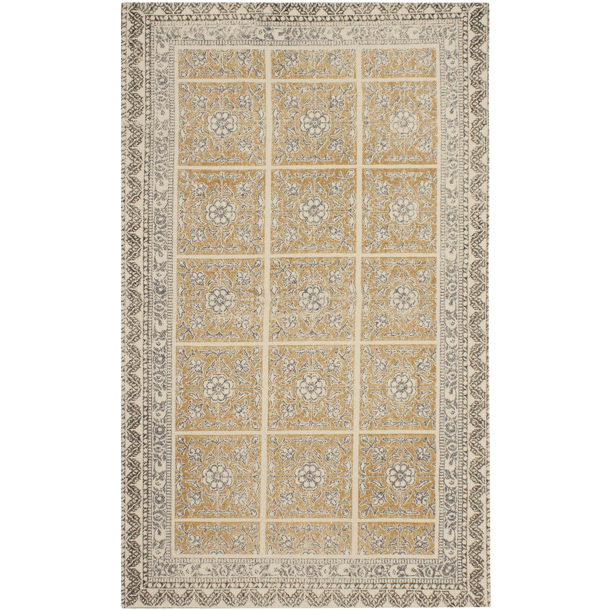 French Connection Cotton Accent Rug, Janis Stonewash Natural Printed, 48 in. x 72 in