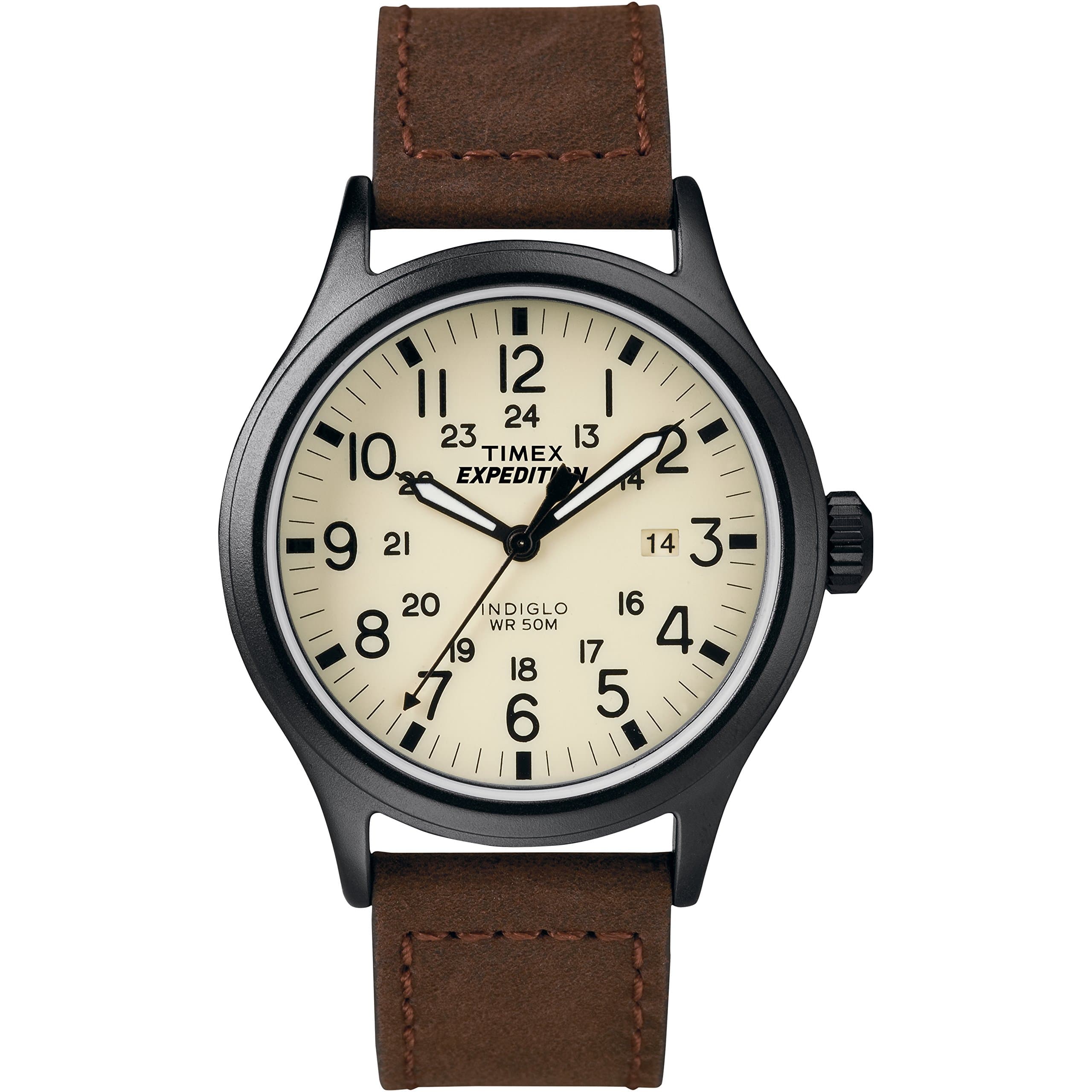 Timex T49963 Expedition Scout Metal Cream Dial Brown Strap T49963