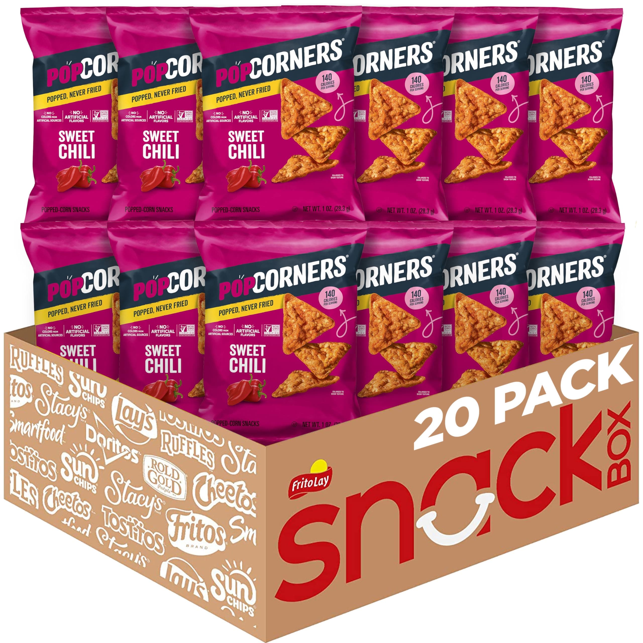 PopCorners Popped Corn Snacks, Sweet Chili, 1 Ounce (Pack of 20) (Packaging May Vary)