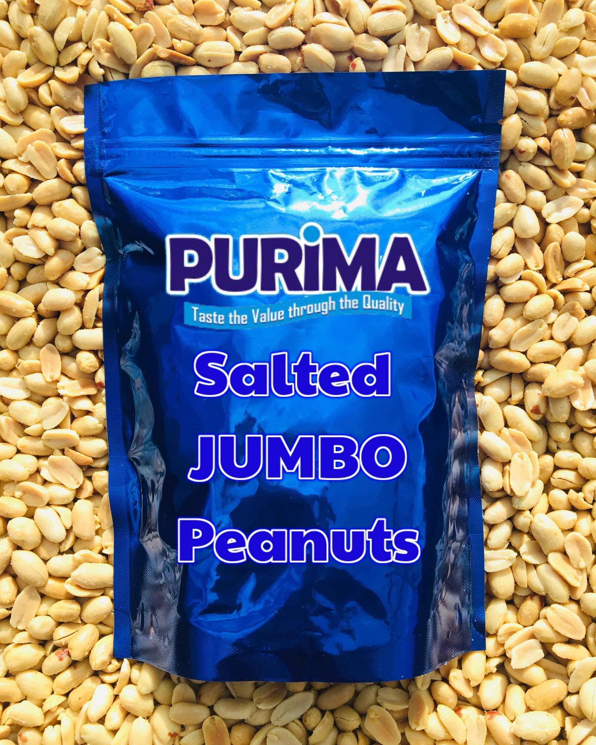 Salted Peanuts 1kg JUMBO Nut Extra Large Roasted Salted Peanut Whole Pub Nuts Snack PREMIUM - Source of Protein Fibre Ideal for Keto Paleo for making Homemade Peanut Butter Non GMO Vegan Snacks PURIMA