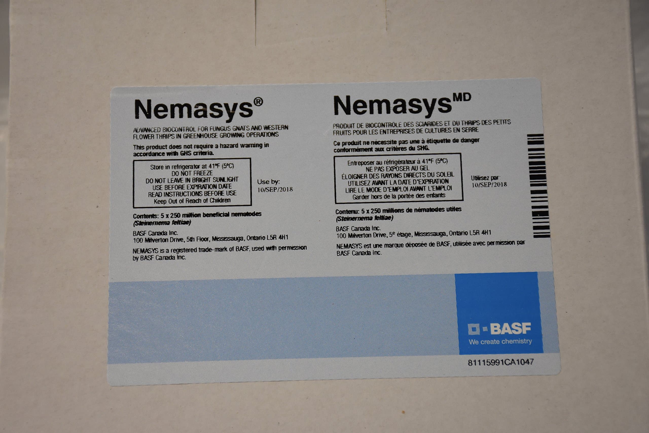 Environmental Factor 7001600 Nematodes, 250 Million - Nemasys, Steinernema feltiae Sf
