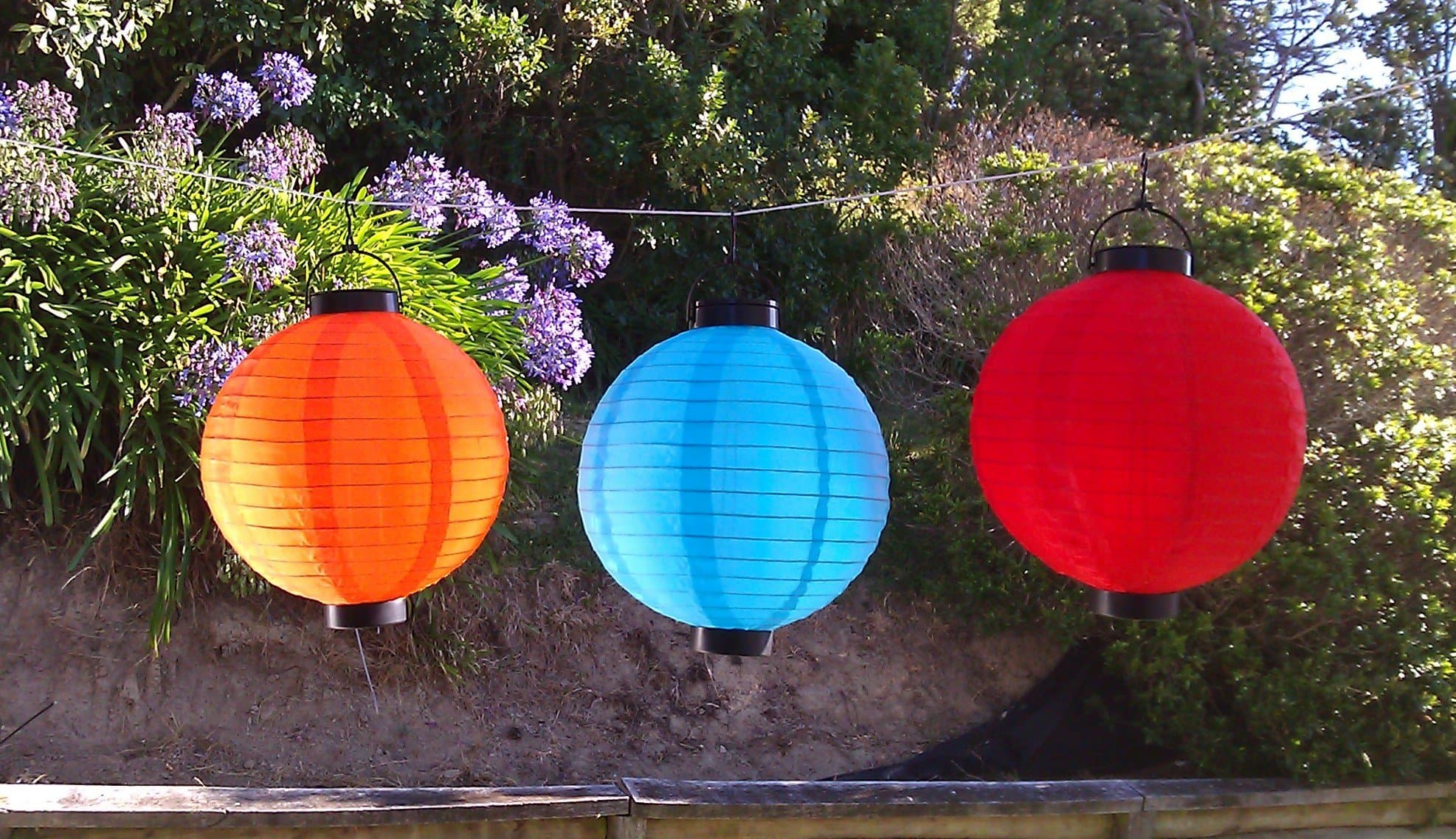 Chinese Lanterns Battery Operated Solar LED Lights Set - Blue/Orange/red Nylon lamp