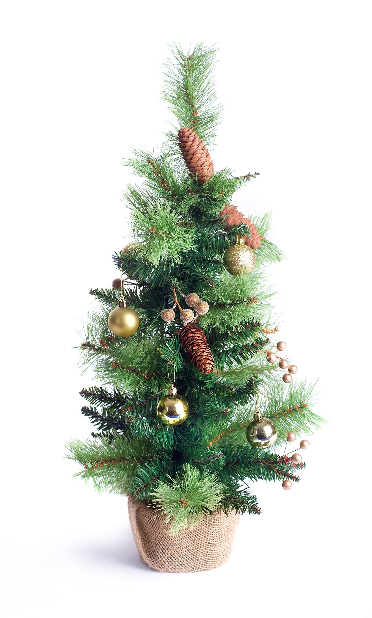 Best Artificial 2ft / 60cm Small Decorated Indoor Christmas Tree (Gold)