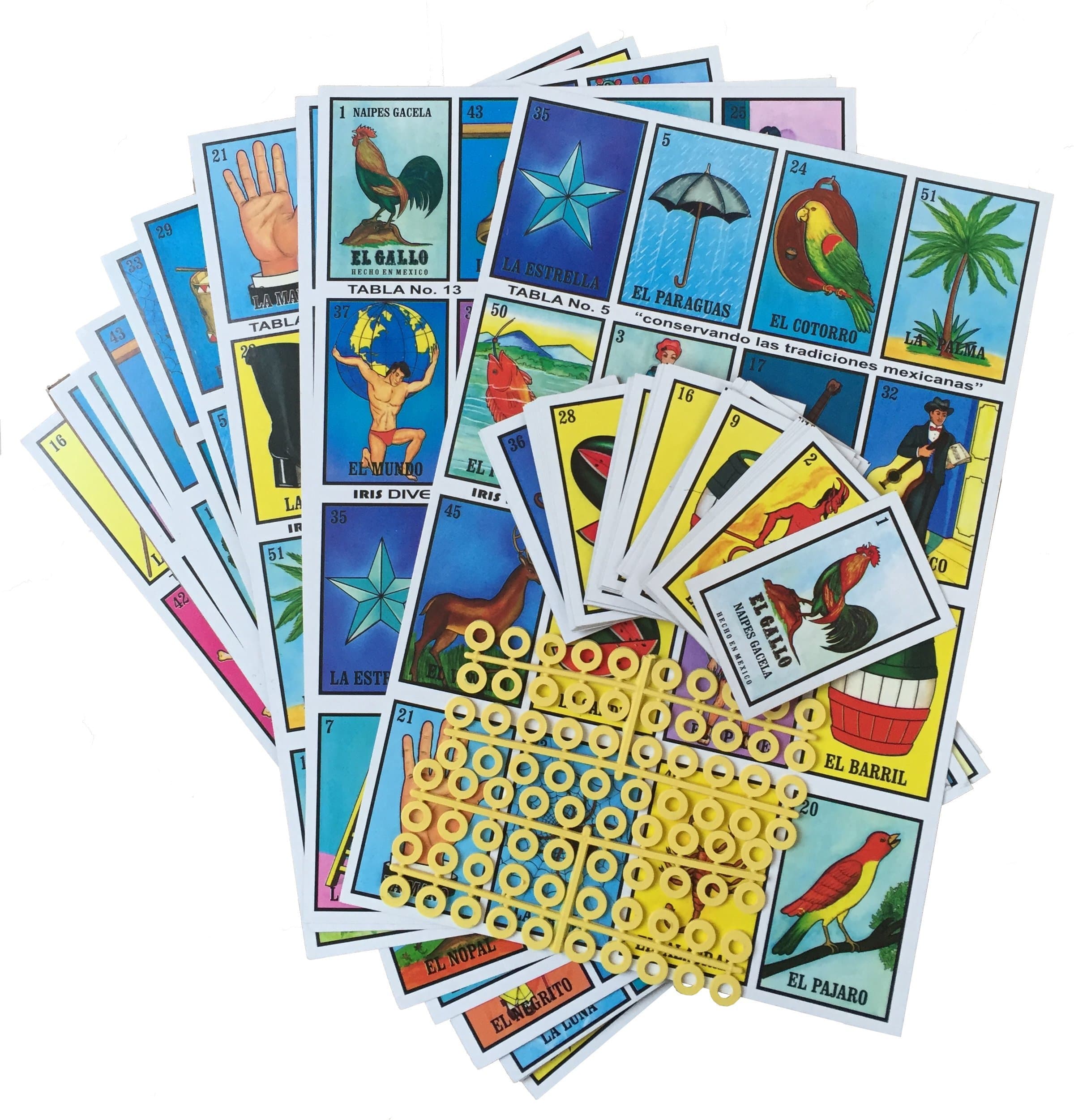Loteria Mexicana Family Board Game - Set of 20 Jumbo Boards and Deck of 54 Cards