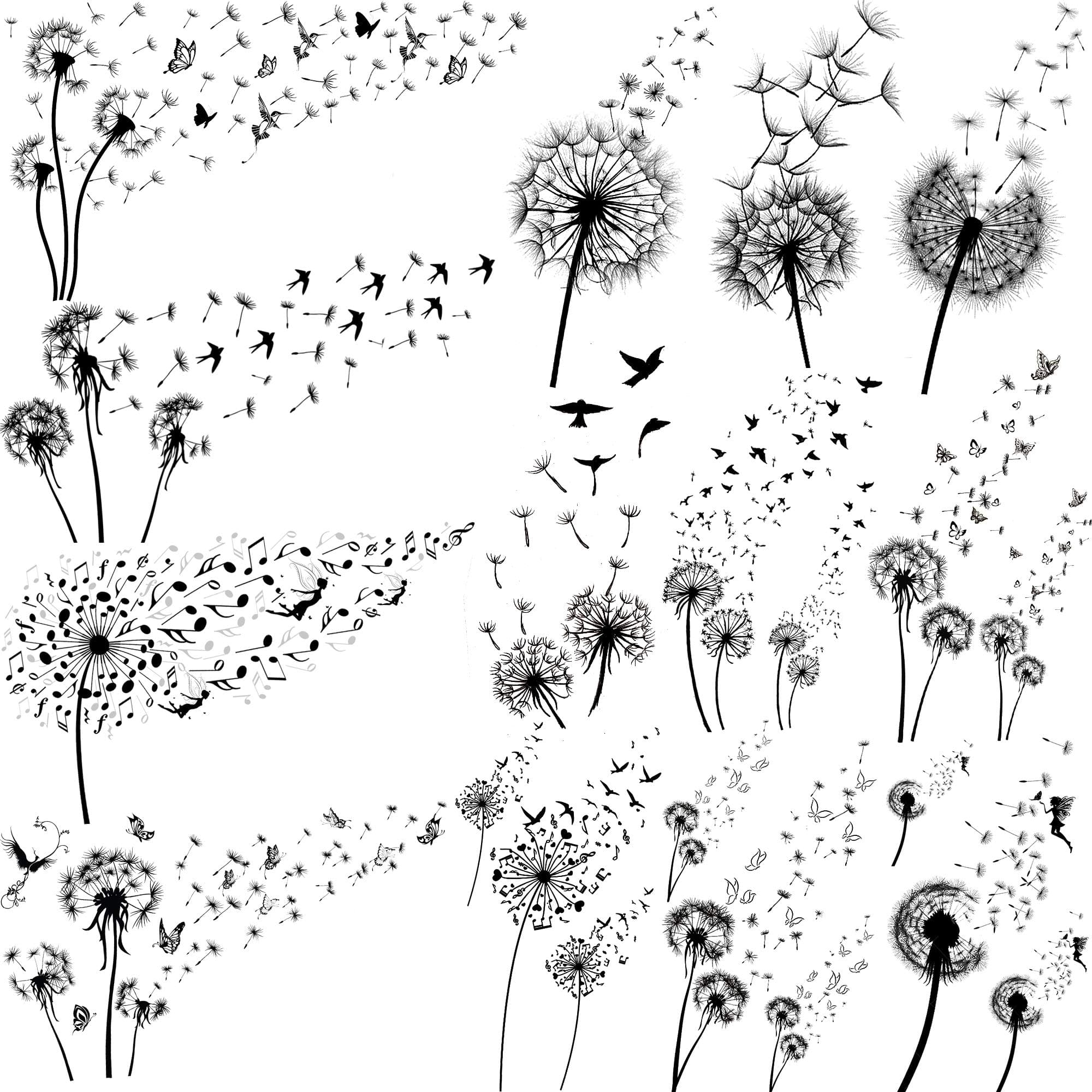 13 Sheets Beautiful Dandelion Temporary Tattoos For Women Realistic Flying Dandelion Birds Butterfly Fake Tattoos Flowers For Girls Kids Hand Wrist Neck Decoration Temp Tatoos Temporary Sticker