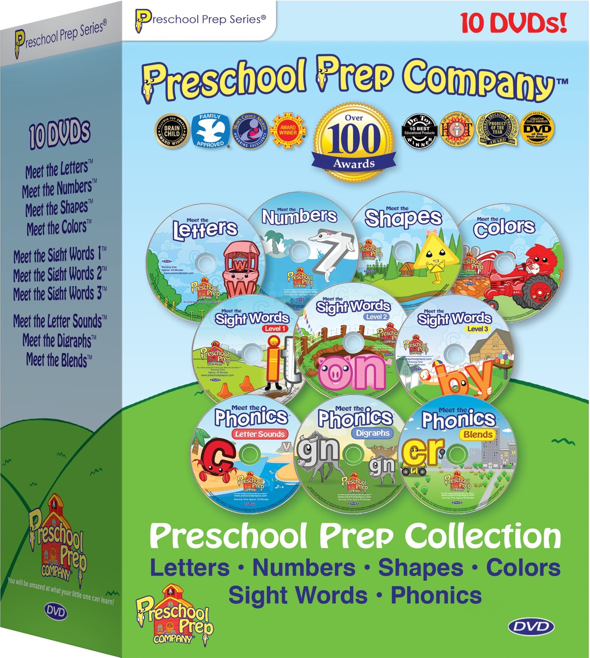Preschool Prep Series Collection - 10 DVD Boxed Set (Meet the Letters, Meet the Numbers, Meet the Shapes, Meet the Colors, Meet the Sight Words 1, 2 & 3, Meet the Phonics - Letter Sounds, Digraphs & Blends