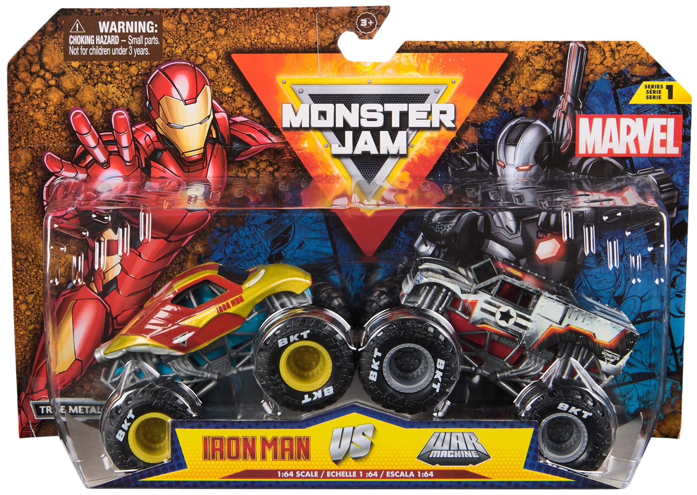 Monster Jam - Twin Pack Original Monster Trucks Marvel Superhero Design 1:64 Scale 1:64 Scale Ages 3+ (Assorted Truck Pairs, Random)