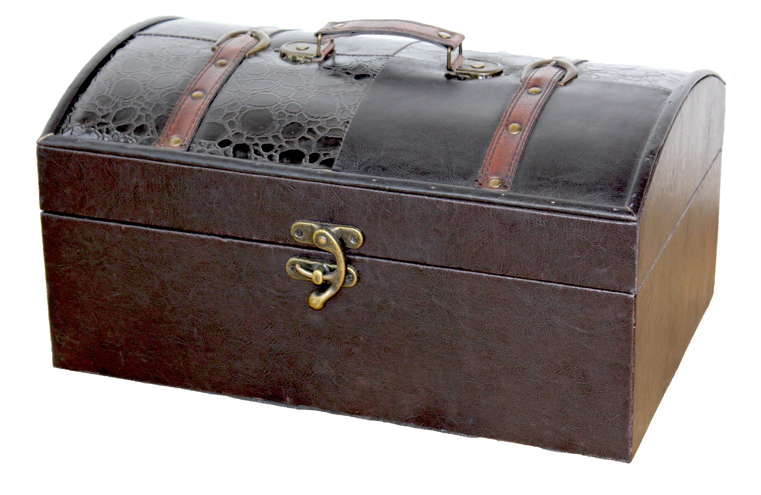 Quickway Imports Leather Trunk, Designer Treasure Chest (Royal, Large)