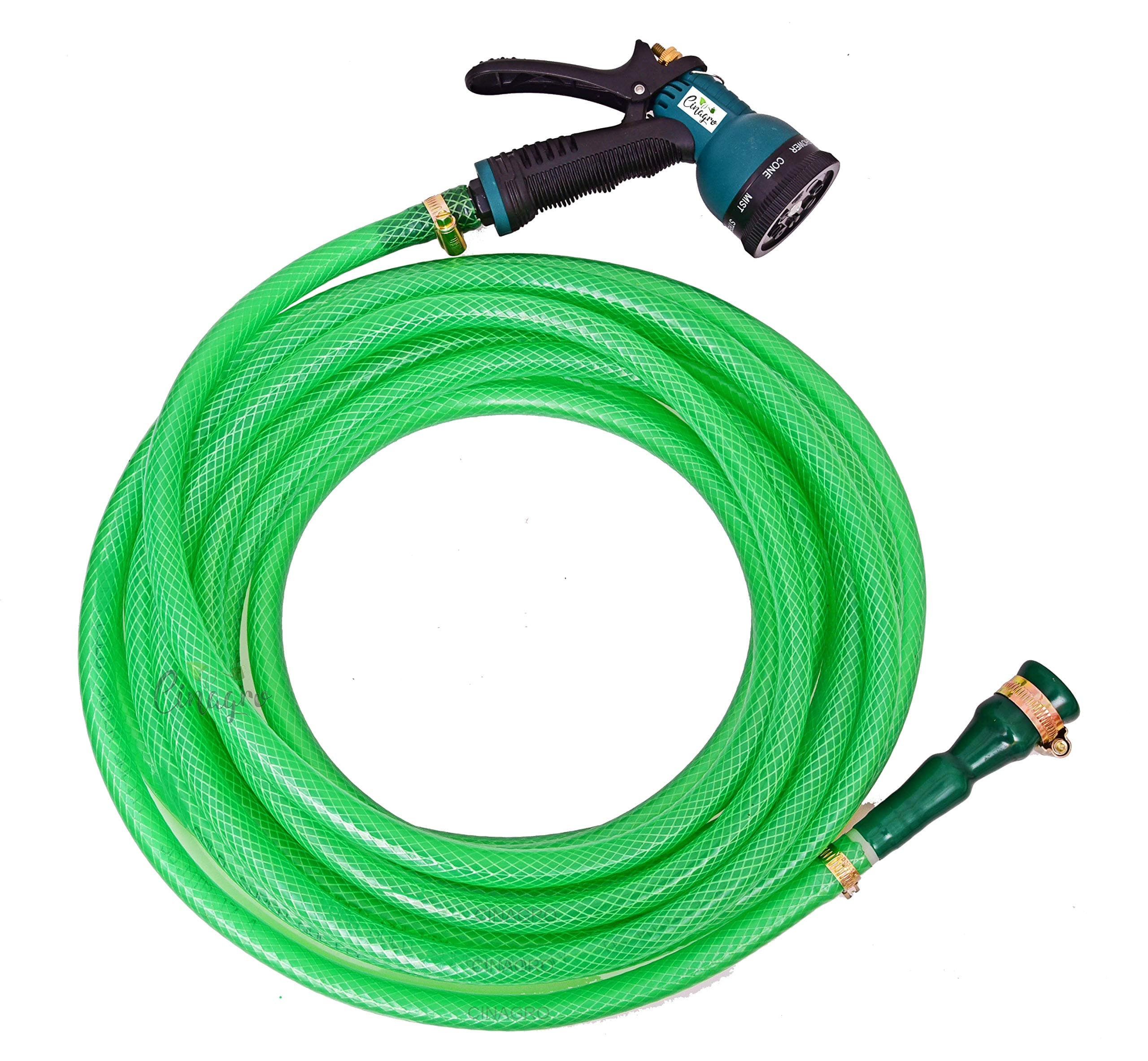 CINAGRO - Heavy Duty Braided Water Hose Pipe (Size : 1/2 inch - Lenght : 30 Meters) with 8 Mode Sprayer Nozzle, Garden, Car Wash, Floor Clean, Pet Bath, Easy to Connect