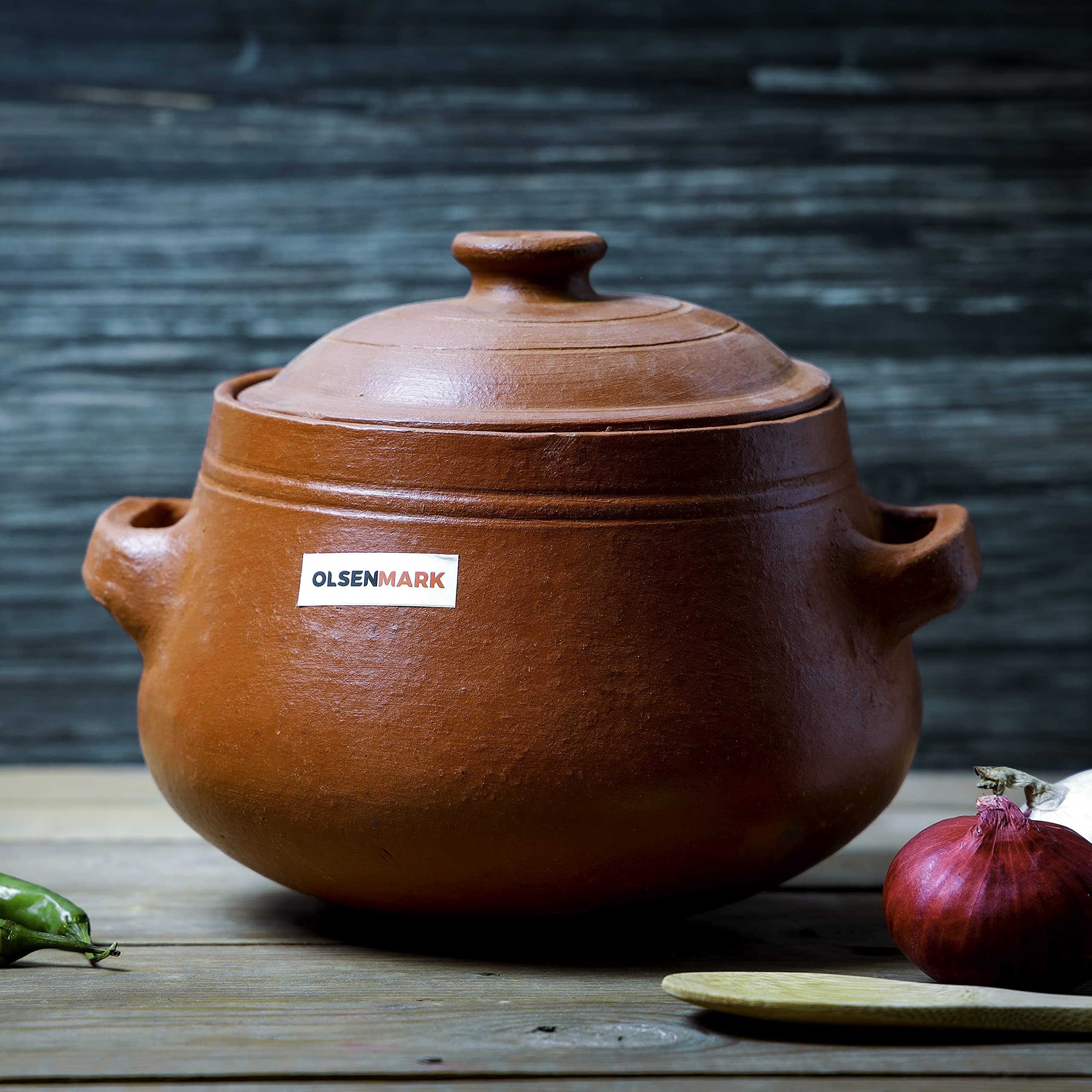 Olsenmark Traditional Cookware Soup Pot, 5L Pot With Lid, Omcp6031 Clay Serving Bowl Beneficial & Healthy Multiple Use Elegant And Beautiful, Venetian Red