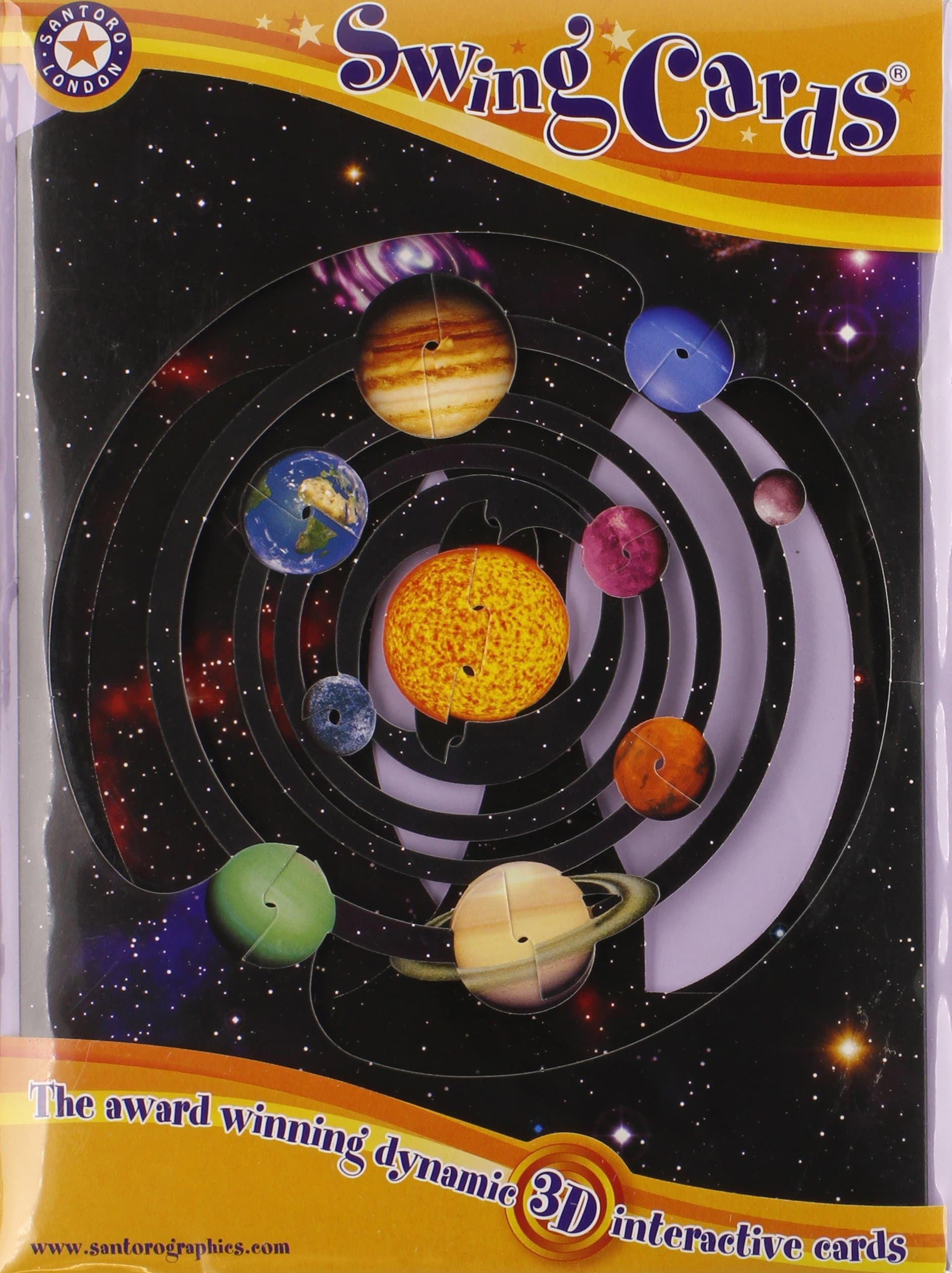Boston International Santoro Solar System 3-D Interactive Swing Greeting Card