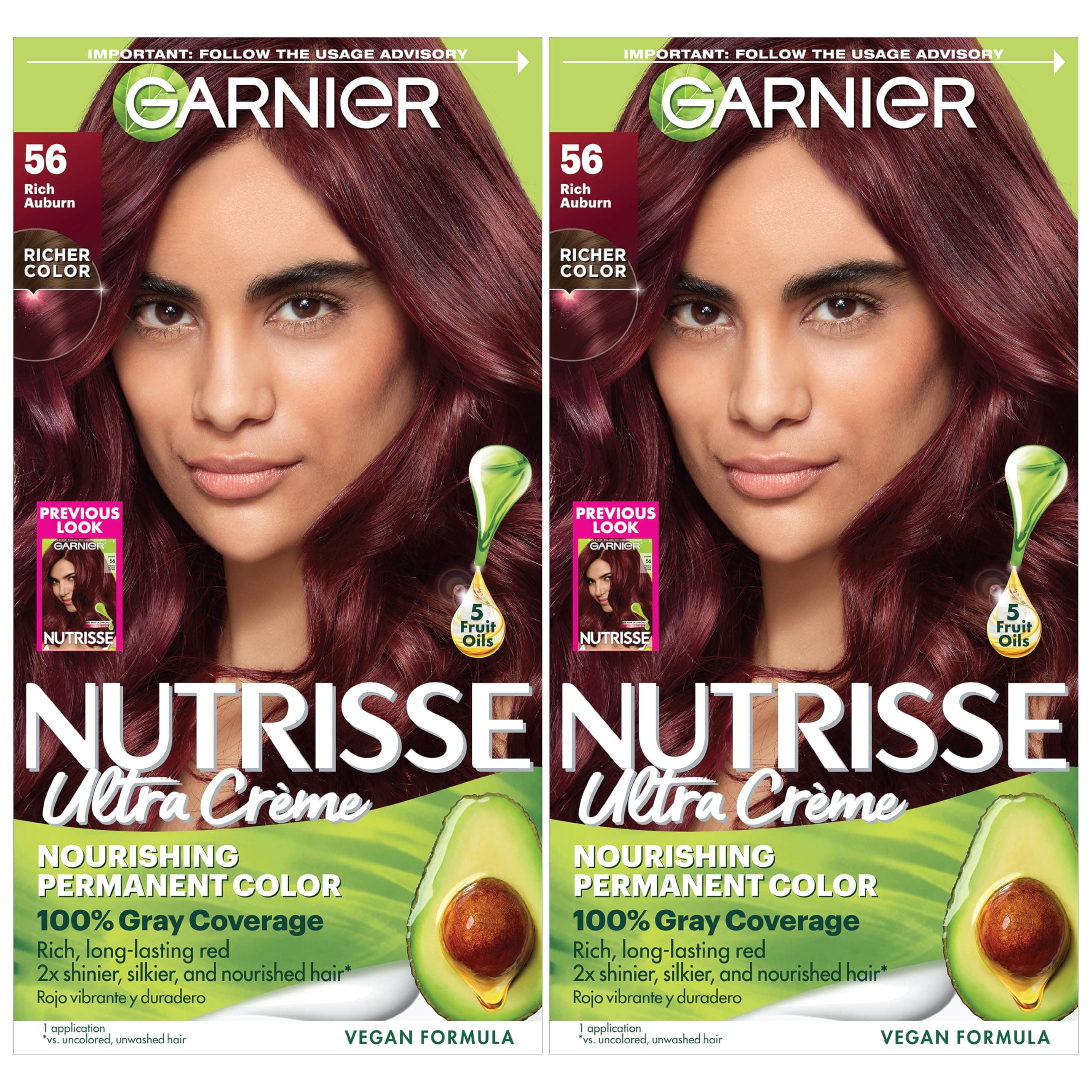 Garnier Hair Color Nutrisse Nourishing Creme, 56 Medium Reddish Brown (Sangria) Permanent Hair Dye, 2 Count (Packaging May Vary)