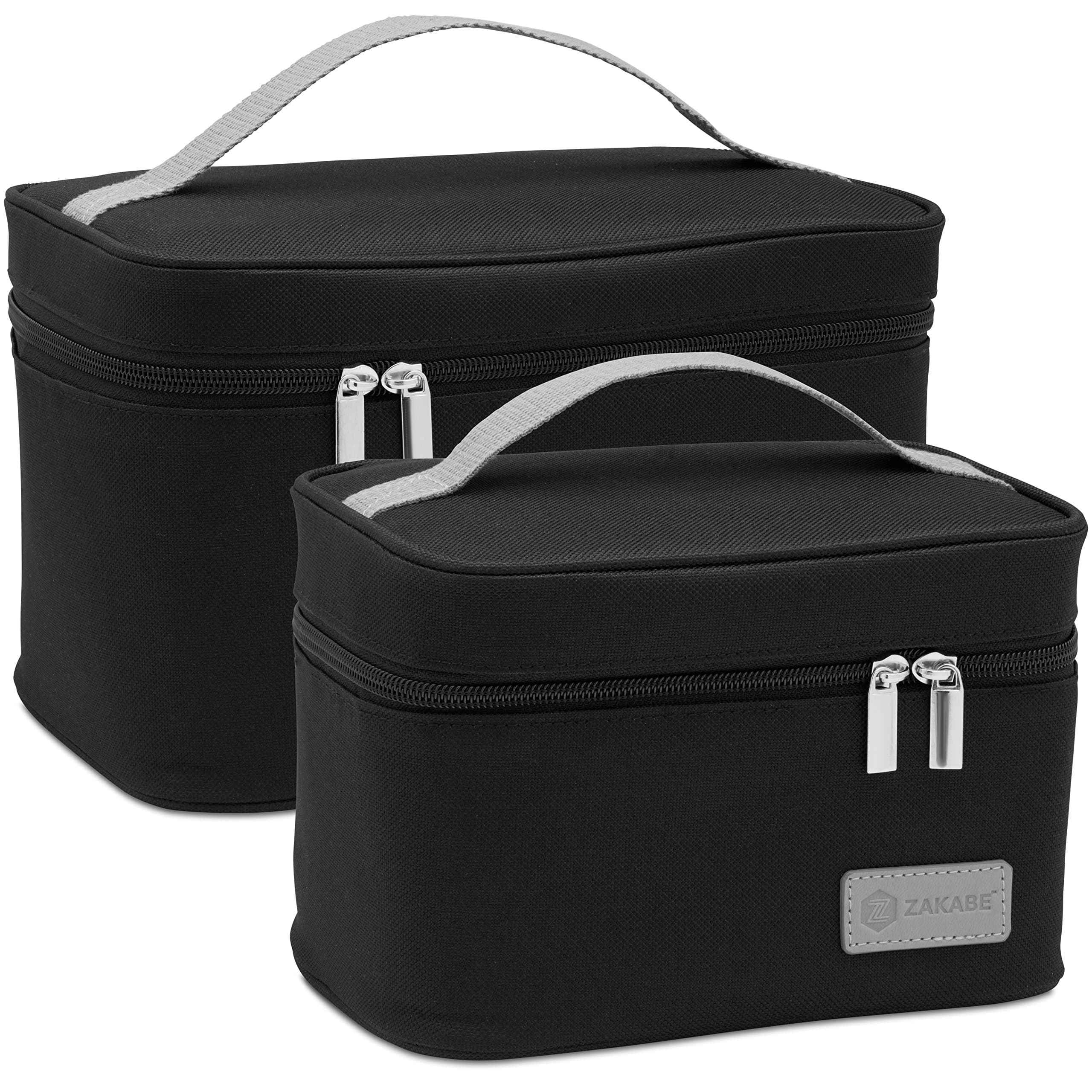 Zakabe Lunch Bag, Lunch Box, Cooler Bag, Set of 2 Sizes, Insulated, for Women, Kids, Adults, Men, Work or School - Black