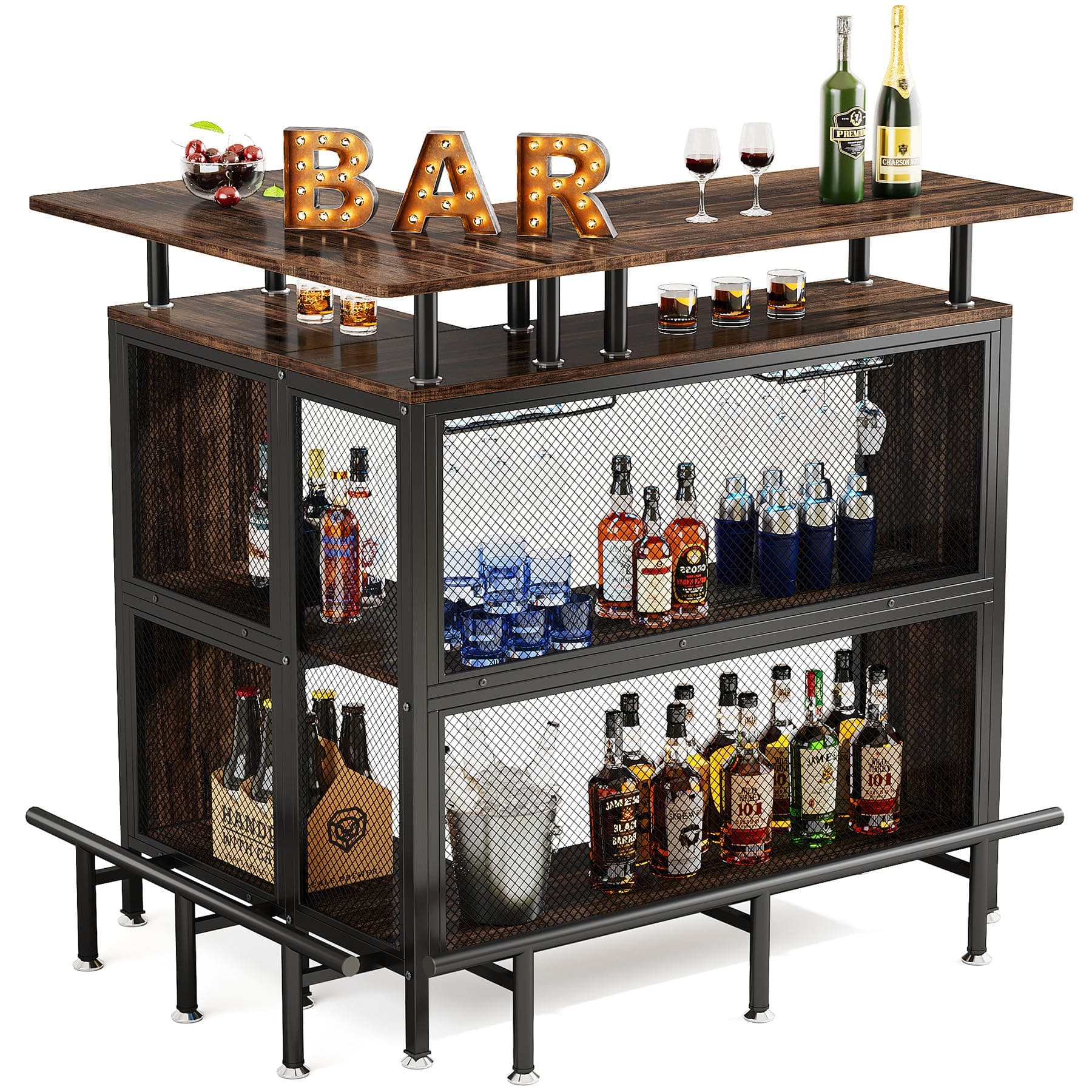 LITTLE TREE Home Bar Unit Mini Liquor Table Cabinet