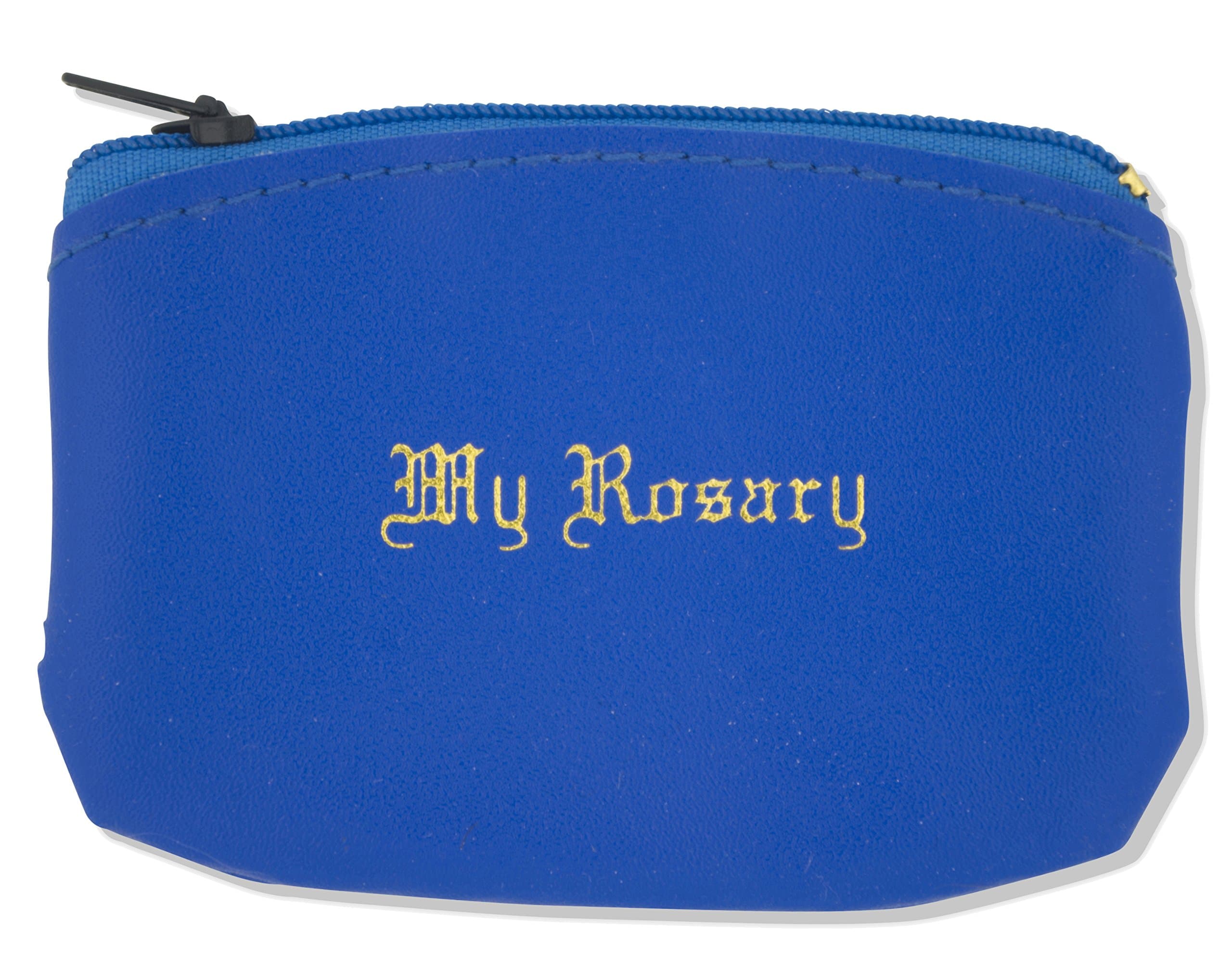 Traditional Rosary Pouch with Embossed My Rosary (Blue)