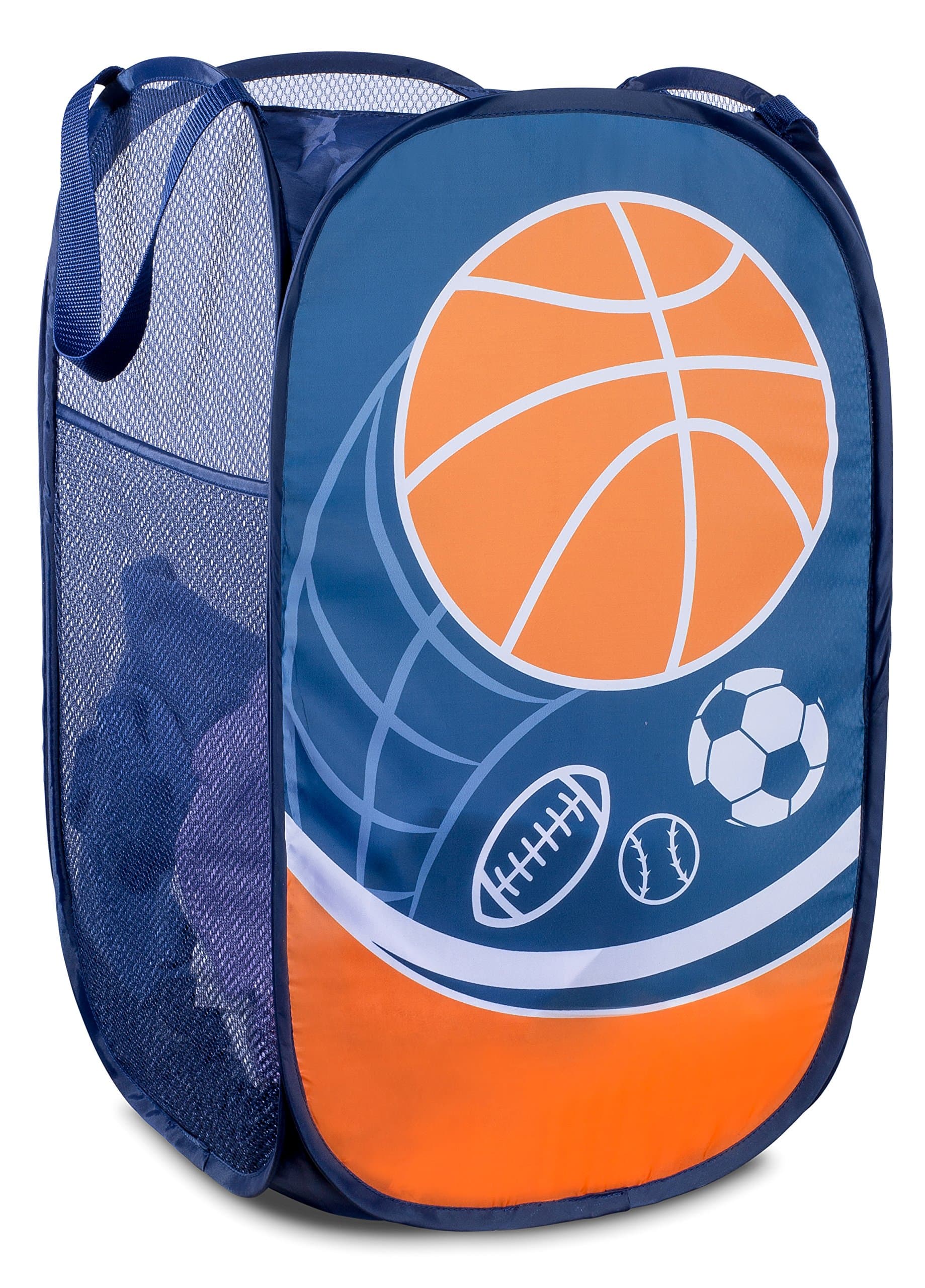 Sports : Mesh Pop-Up Laundry Hamper - 14" x 24" - Easy to open and folds flat for storage. Hampers mesh material helps eliminate laundry odors and moisture. Great laundry hamper for college dorm. (Sports)