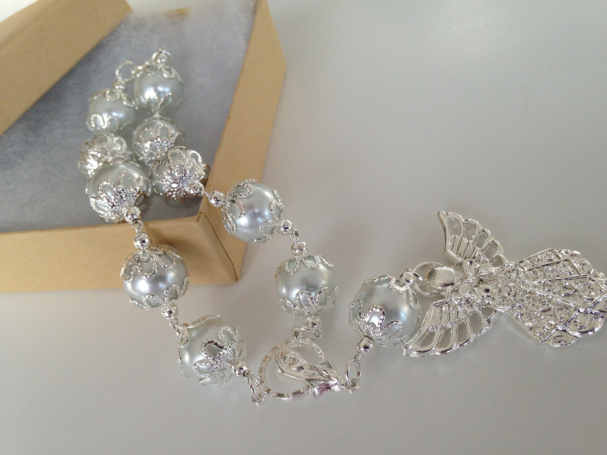 10 of Baptism Favors 14mm Swarovski Crystal Pearls White Silver Plated/Communion Favors Recuerditos De Bautismo/Christening Favors/Decenarios/Decades/Finger Rosaries