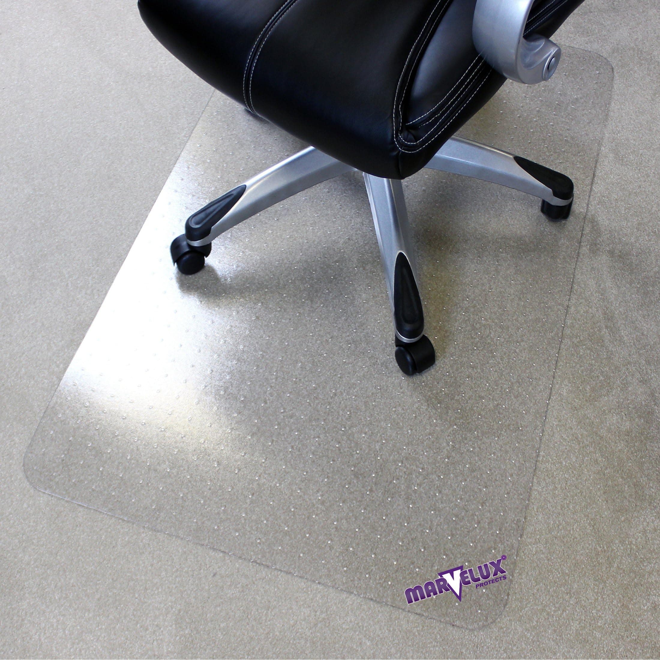 Marvelux Office Chair Mat for Carpeted Floors, Heavy Duty Polycarbonate for Medium Pile Carpets, Rectangular 47" x 53" Clear Office Chair Carpet Protector