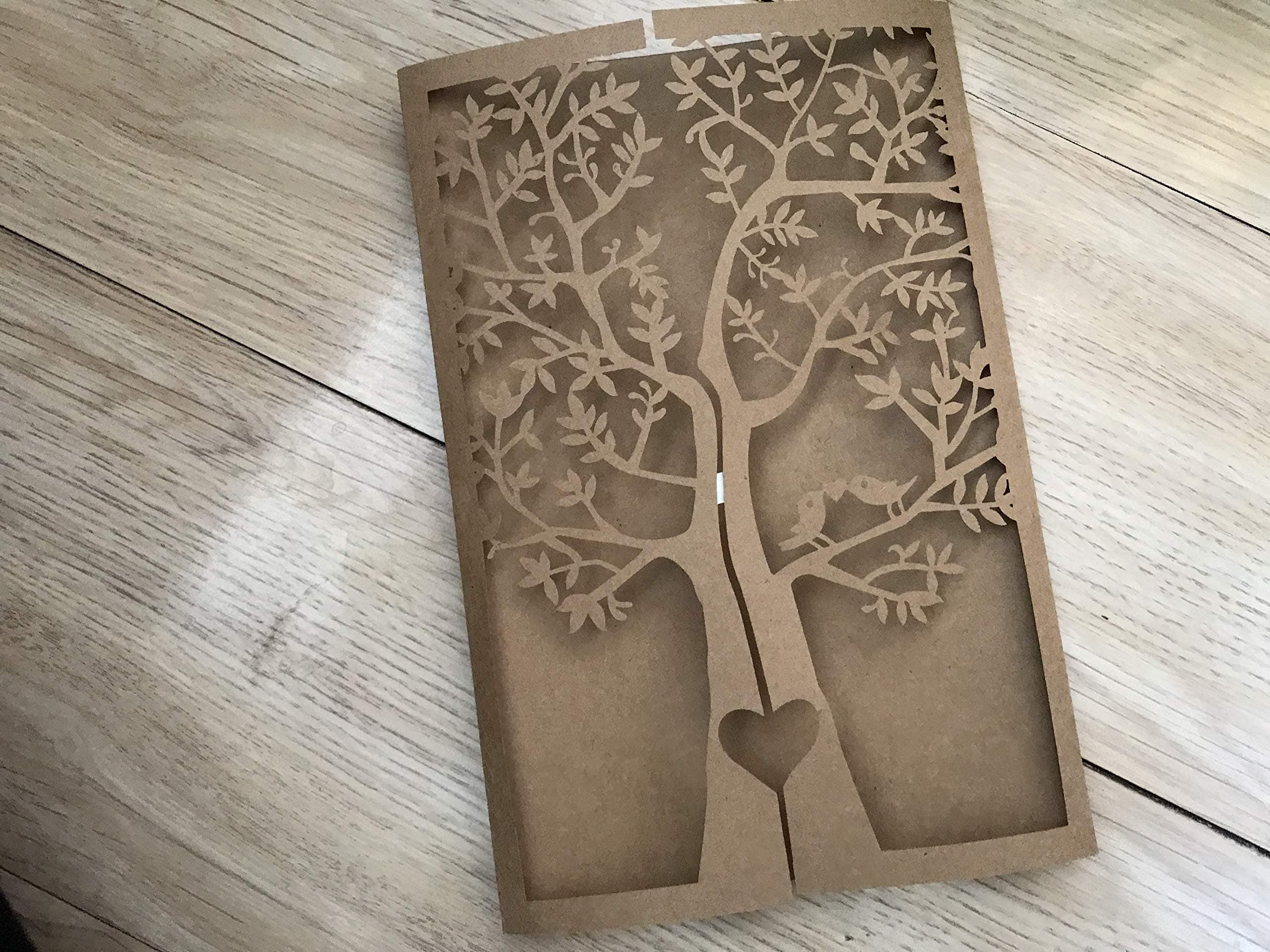 KKAYLEE Greeting Card, 50pcs Kraft Paper Brown Tree Design Laser Cut Wedding Invitations, Wishing Well Card, Invitation Cards, Invite