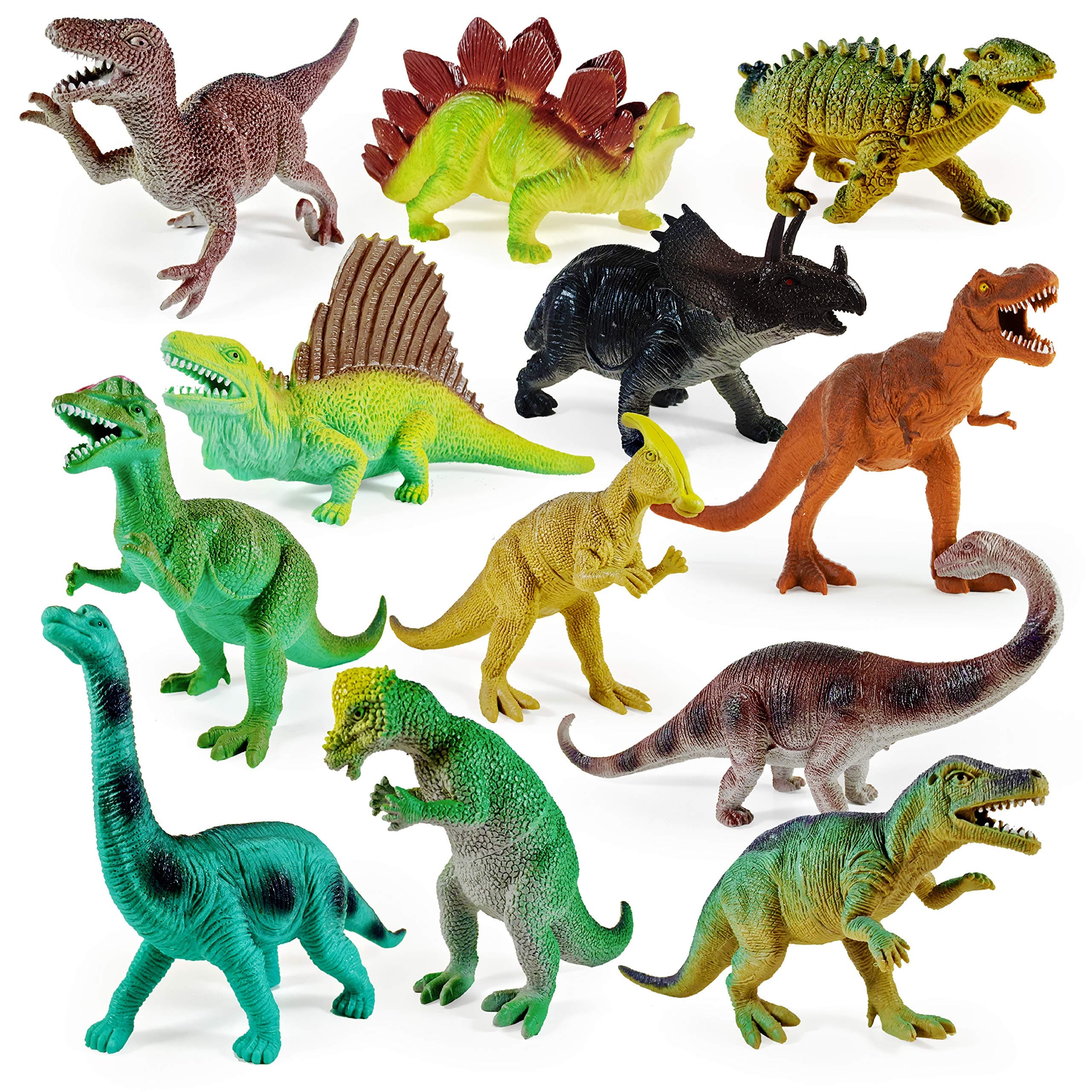 Boley 12 Pack 9" Educational Dinosaur Toys - Kids Realistic Toy Dinosaur Figures for Cool Kids and Toddler Education! (T-Rex, Triceratops, Velociraptor, and More!)