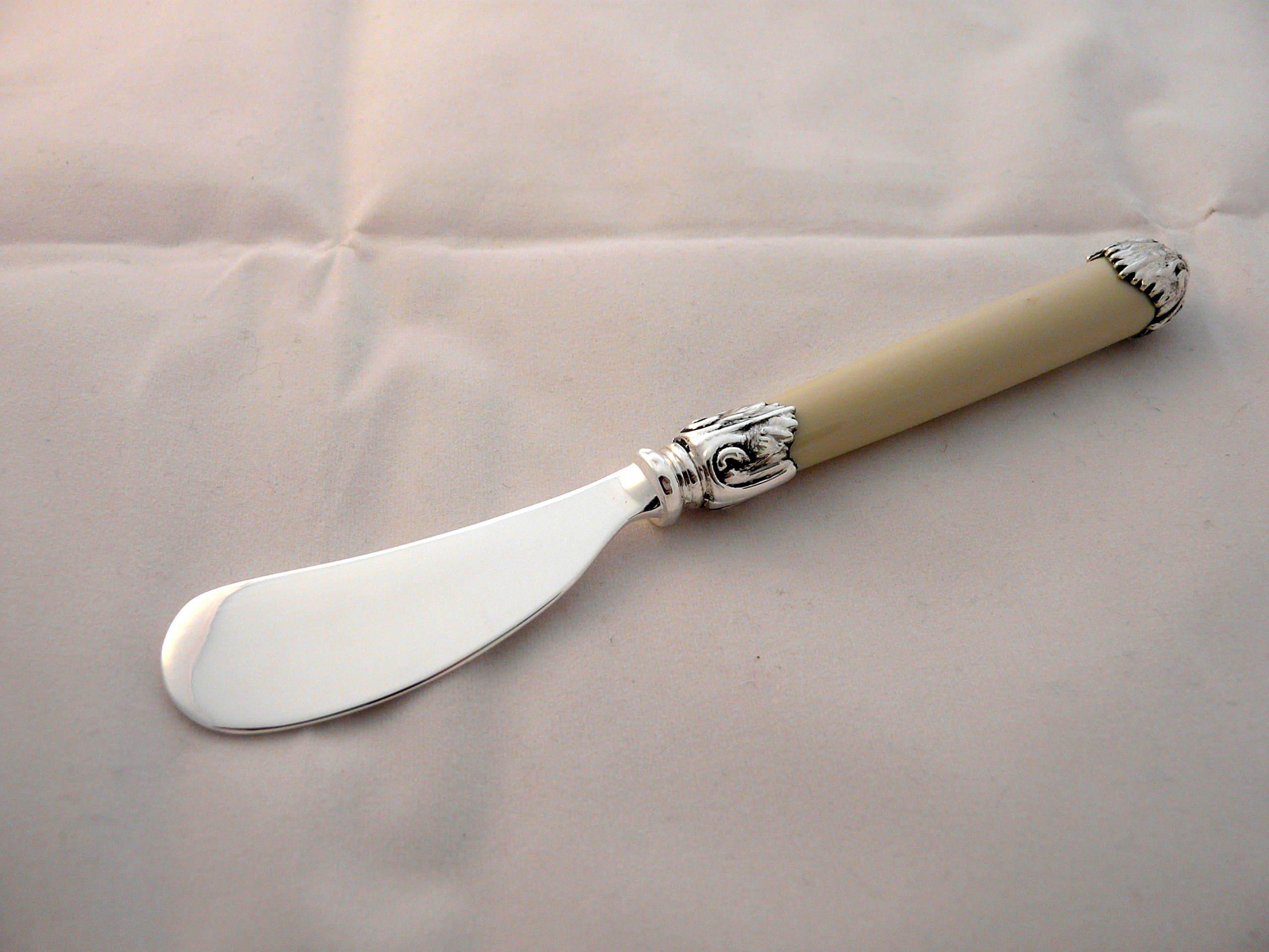 Birsppy Florsol Silver Plated Reproduction Antique Style Butter Knife with Cream Handle