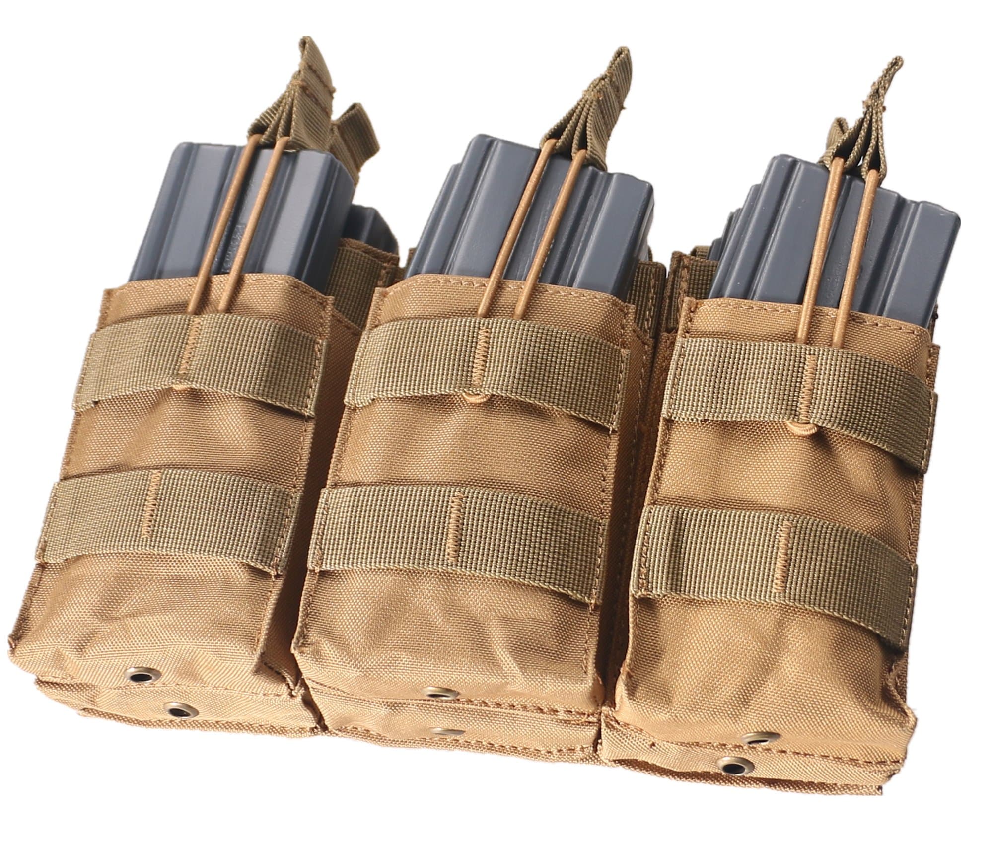 NordStone Tactical Triple Stacker M4 M16 Open Top Magazine Pouch 5.56 MOLLE MAG Pouch with Bungee System
