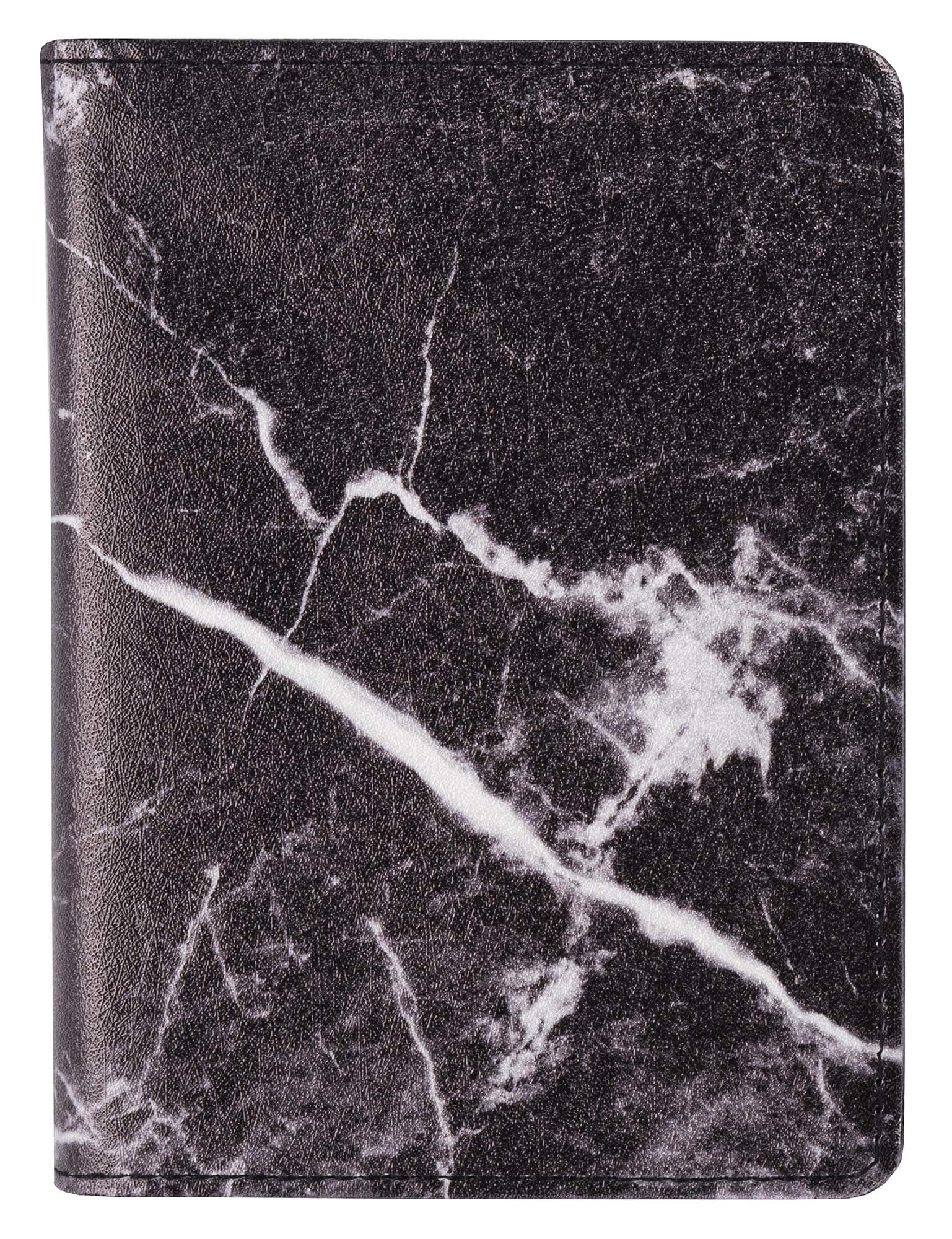 Vivid Hue Passport Wallet Holder Cover for Women Men PU Leather Fun Travel Organiser Gift (Black Marble)