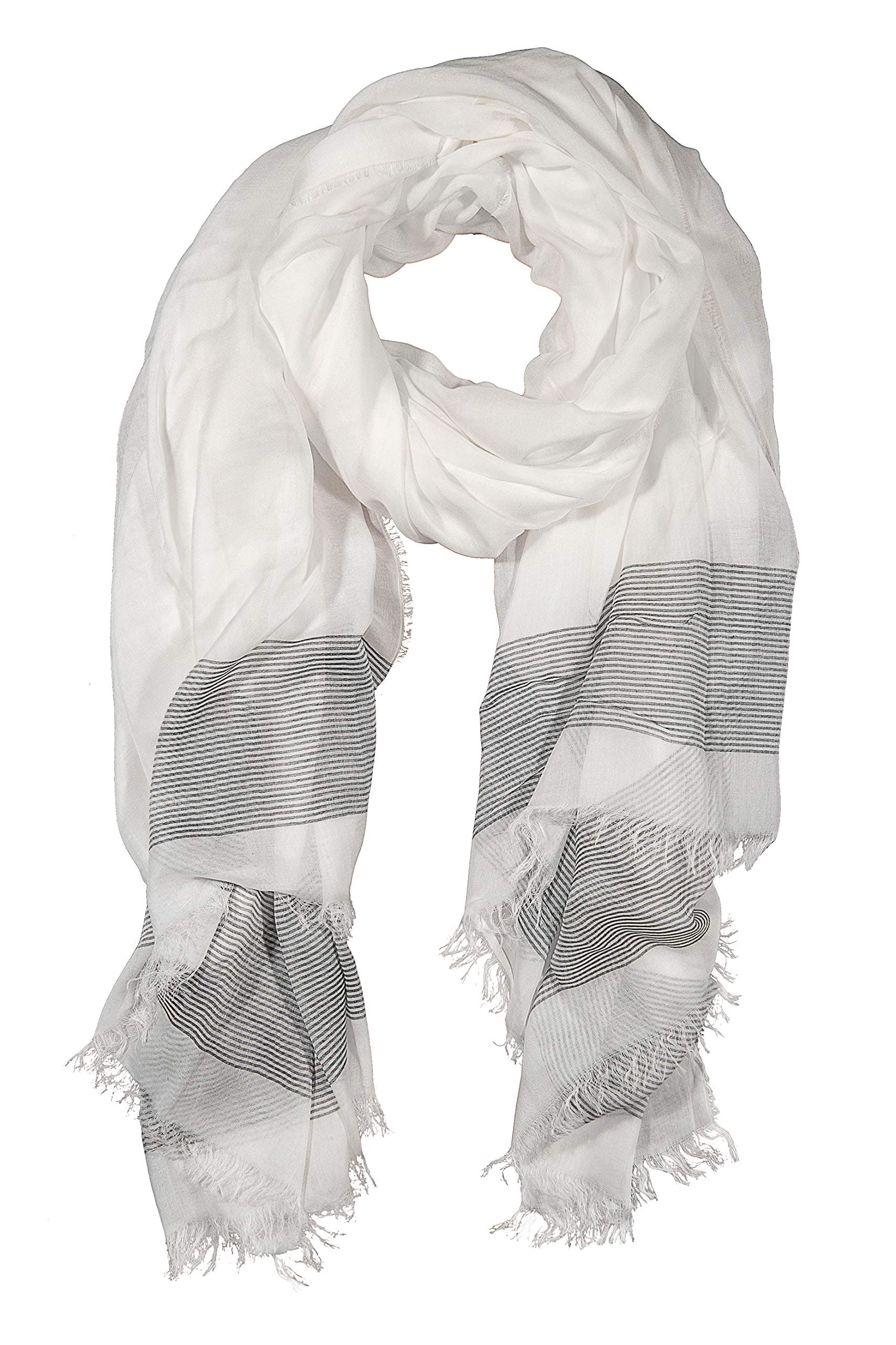 Scarf Shawl Dress Sarong Cover up Wrap Soft Large Long Lightweight Women Men MADE IN ITALY (White, 59" x 75")