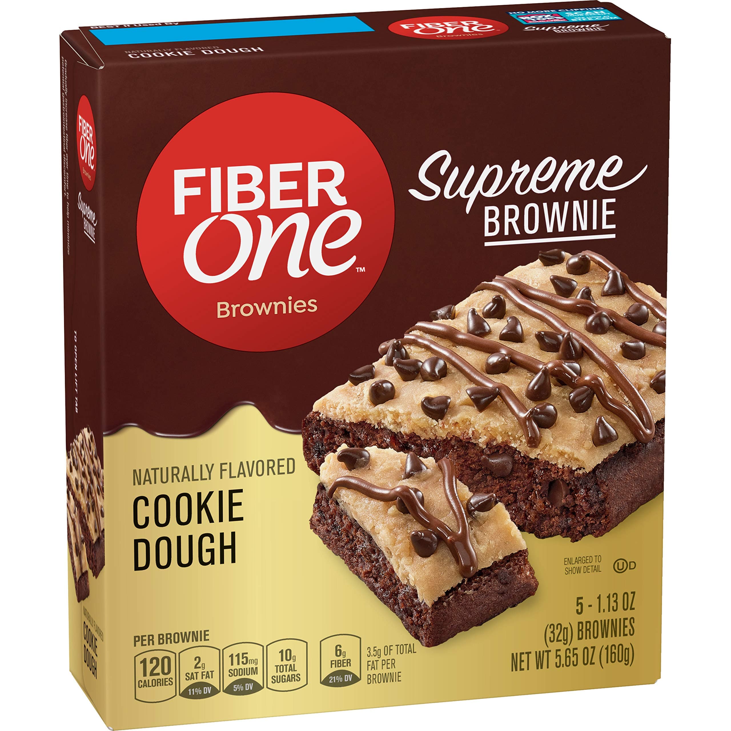 Fiber OneSupreme Brownies, Cookie Dough, Snack Bars, 1.13 oz, 5 ct