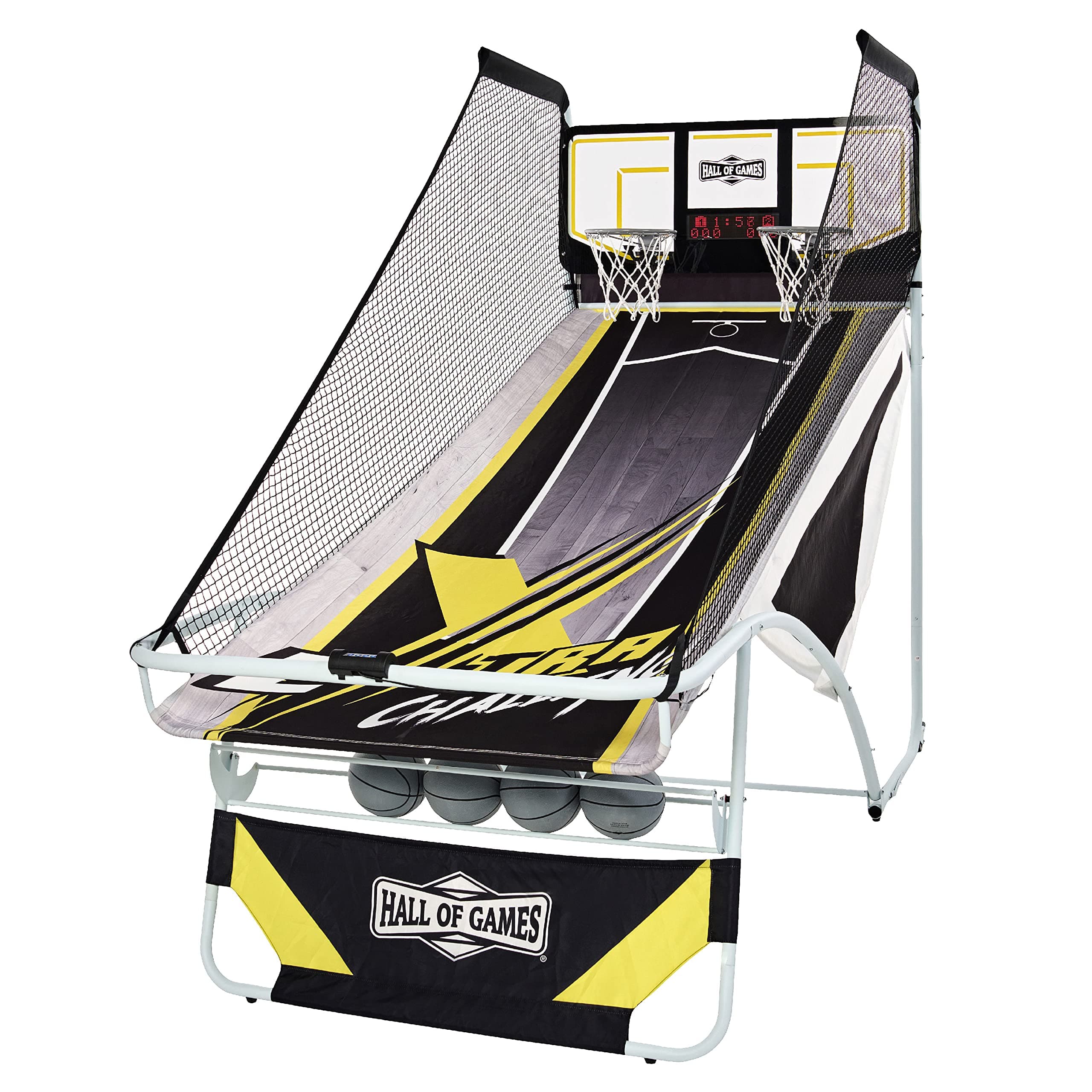 Hall of Games Xtra Long Shot EZ-Fold Premium Arcade Basketball Game with Buil...