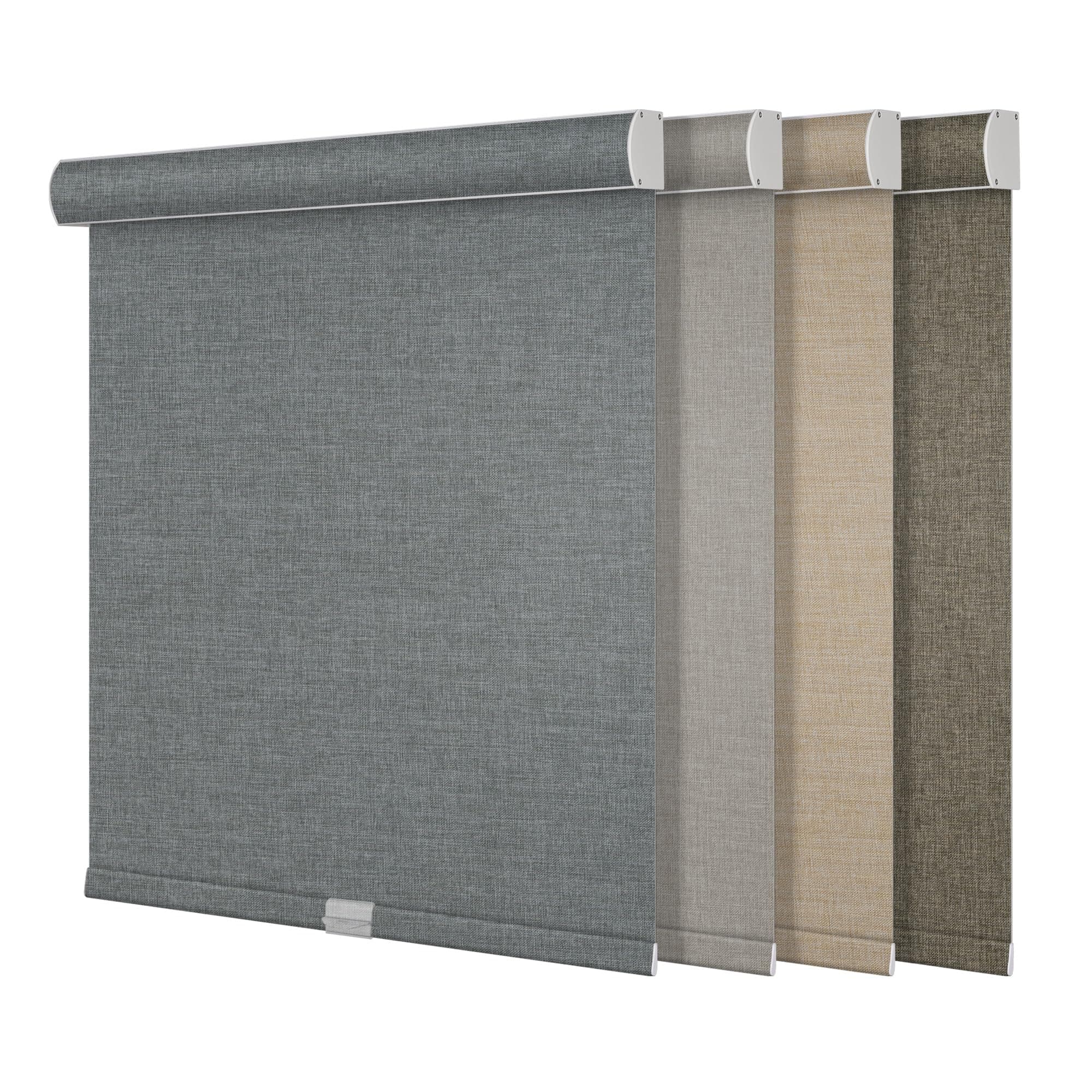 Boolegon Blackout Roller Shades for Windows,Cordless,Linen Fabric,Roller Blinds,Thermal Insulated Fabric UV Protection,Window Shades for Home,Office,Bedroom,Door,Blackout-Gray,46" W x 48" H