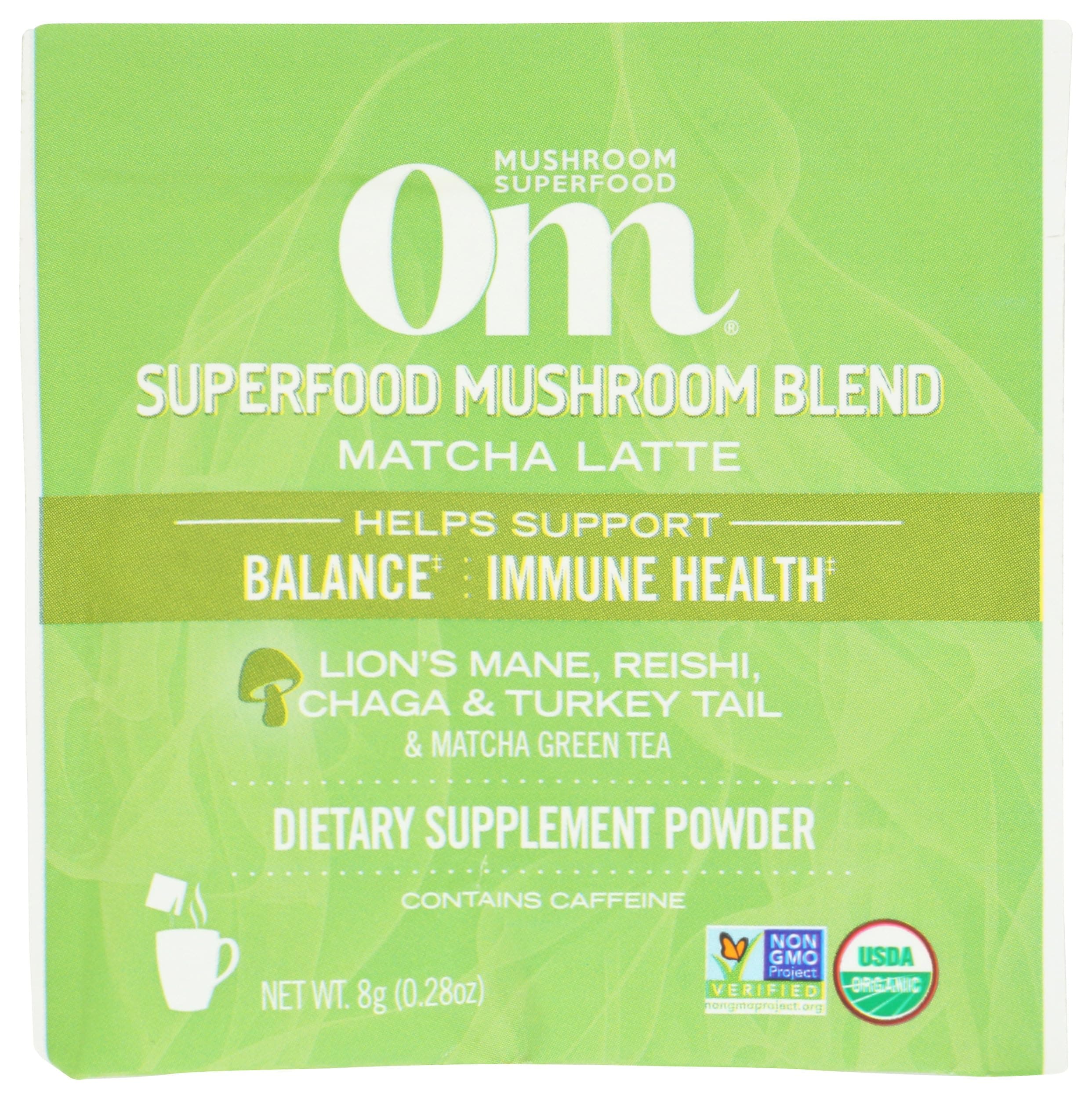 Om Mushroom Superfood, Mushroom Powder Matcha Latte Blend Organic Single, 0.28 Ounce