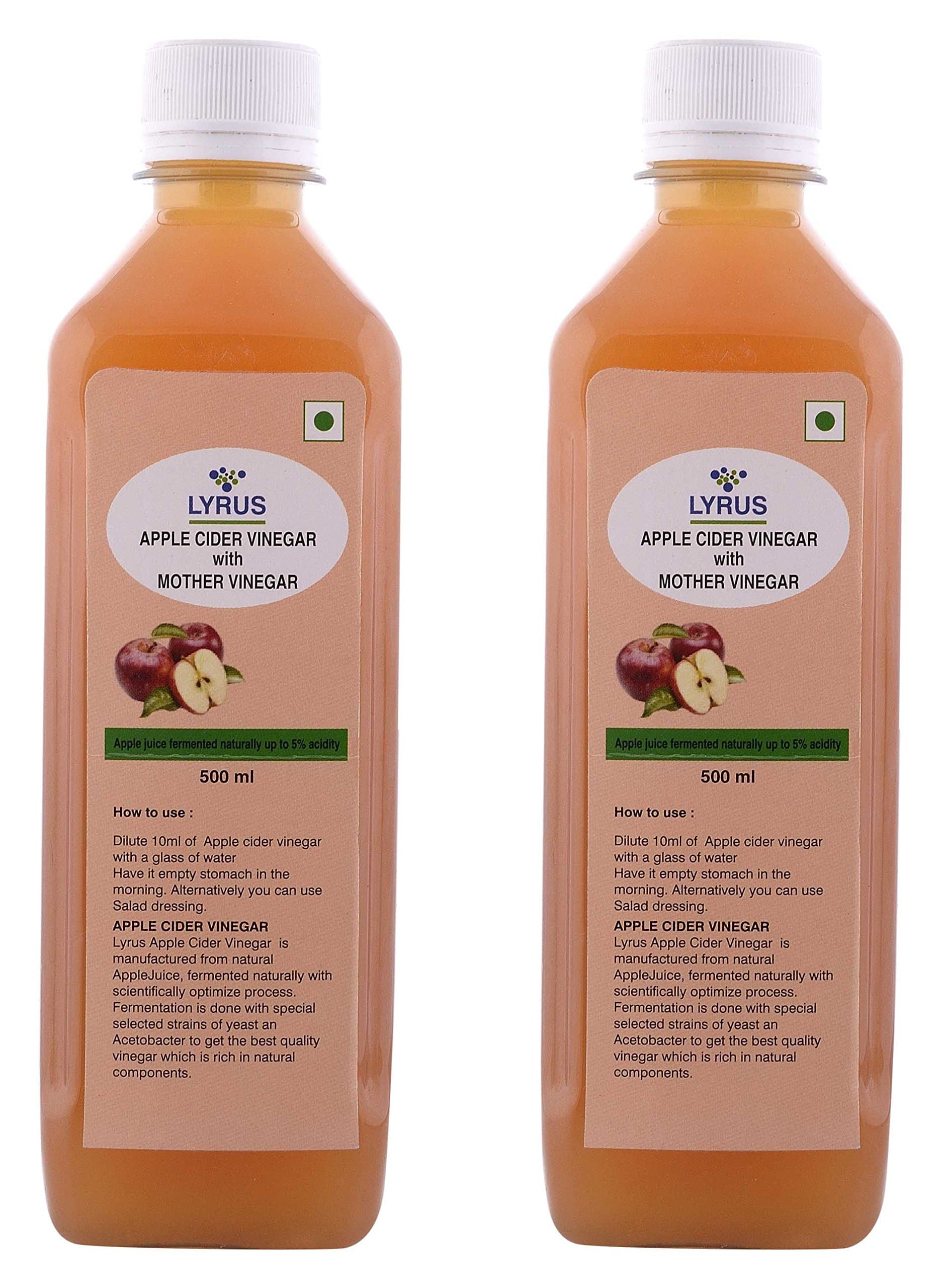 Lyrus Apple Cider Vinegar with Mother Vinegar - 500 ml (Pack of 2)