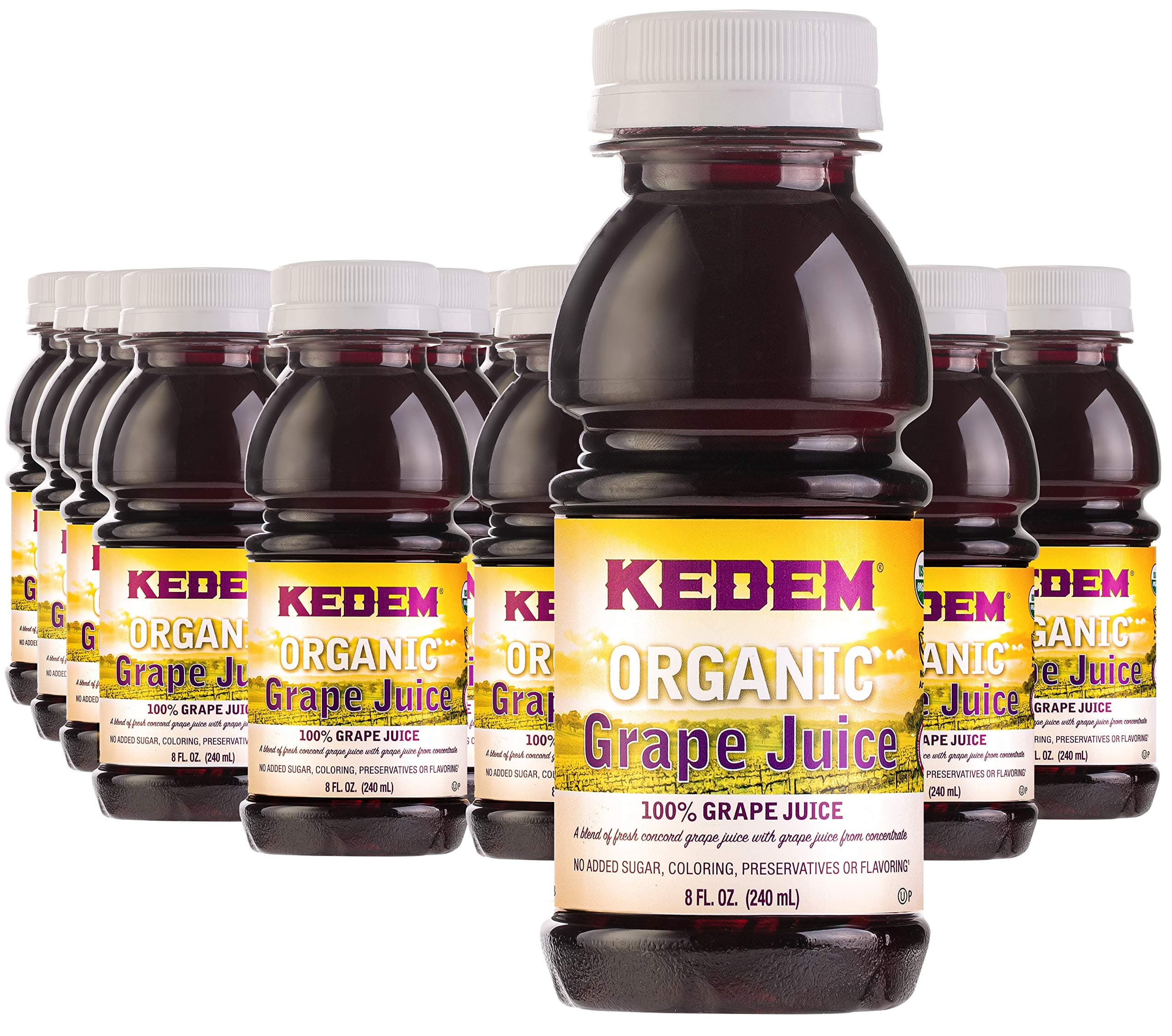 kedem Organic Grape Juice 8oz (24 Pack) Made with Concord Grapes. No Sugar, Coloring, Flavoring or Preservatives Added