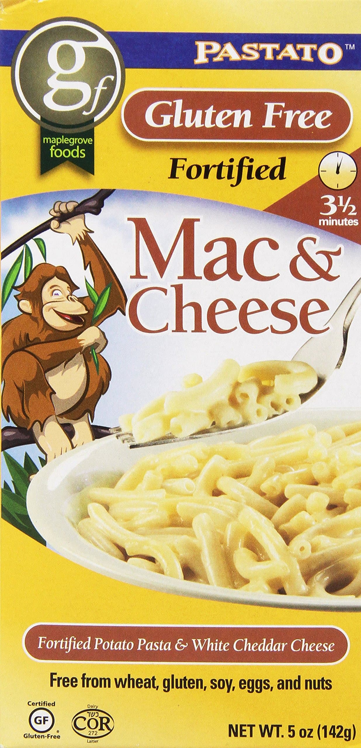 Pastato Quick-Cooking Fortified Potato Mac and White Cheeze, Orangutan, 5-Ounce