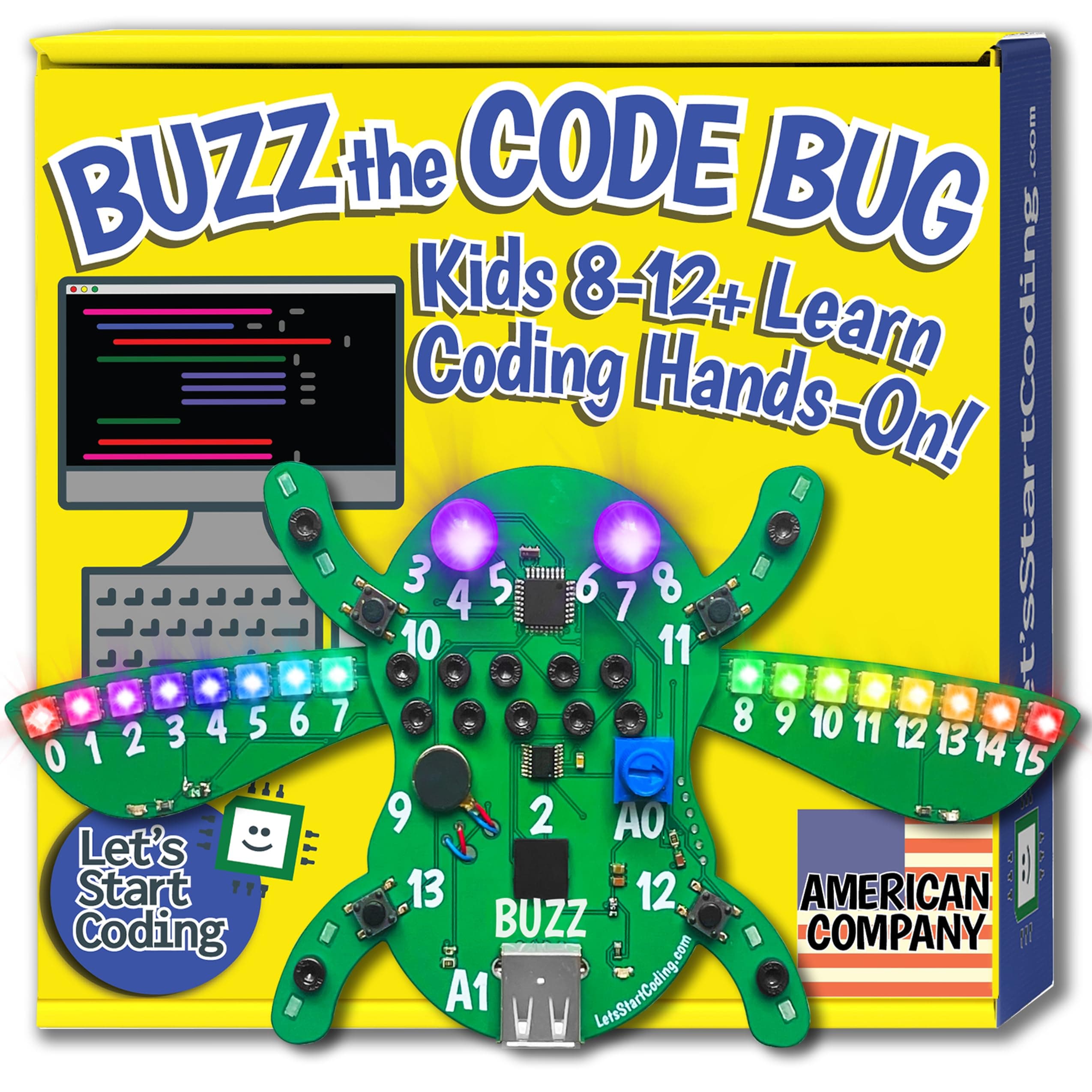 Buzz The Code Bug - Coding & STEM Toy for Kids 8-12+ from Let's Start Coding - Designed in The USA - Great Gift for 2026 - Kids Code Buzz's Features and Interactions While Learning C++