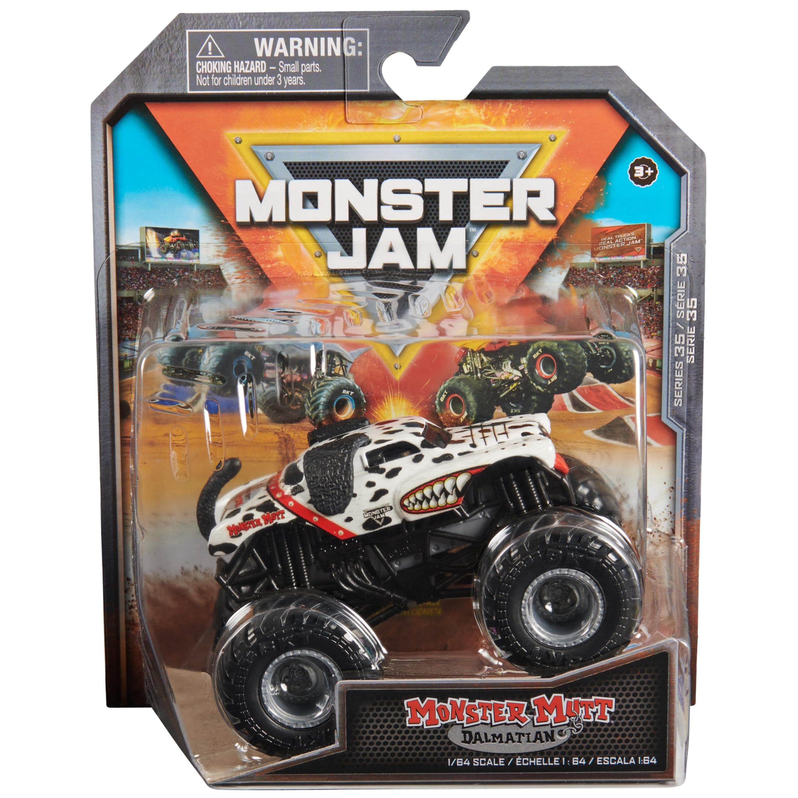Official Monster Mutt Dalmatian Monster Truck, Die-Cast Vehicle, 1:64 Scale, Kids Toys for Boys Ages 3 and up