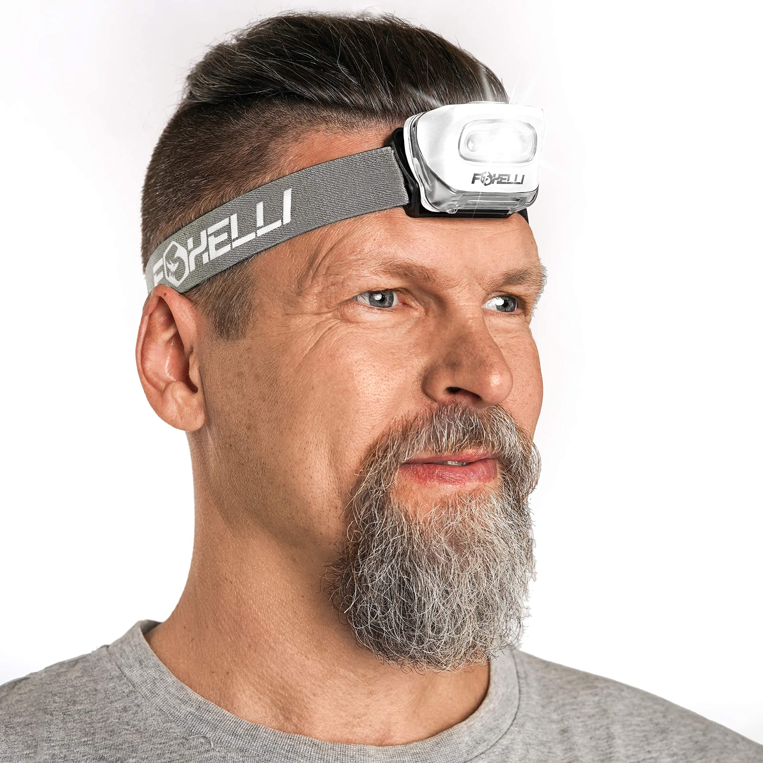 Foxelli LED Headlamp Flashlight for Adults & Kids, Running, Camping, Hiking Head Lamp with White & Red Light, Comfortable Headband, Lightweight & Waterproof, 3 AAA Batteries