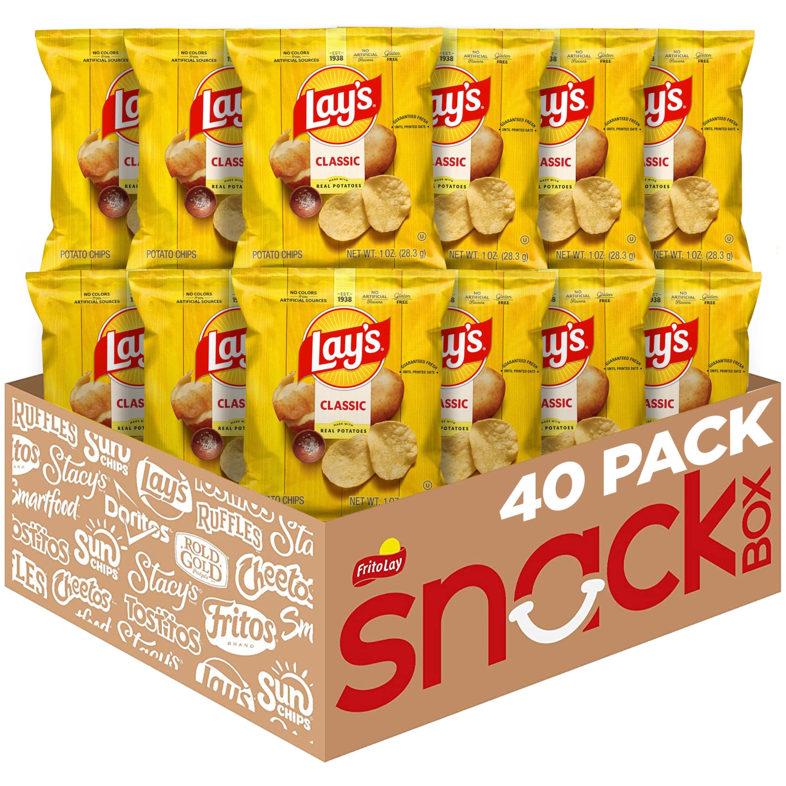 Potato Chips, Classic, 1 Ounce (Pack of 40)