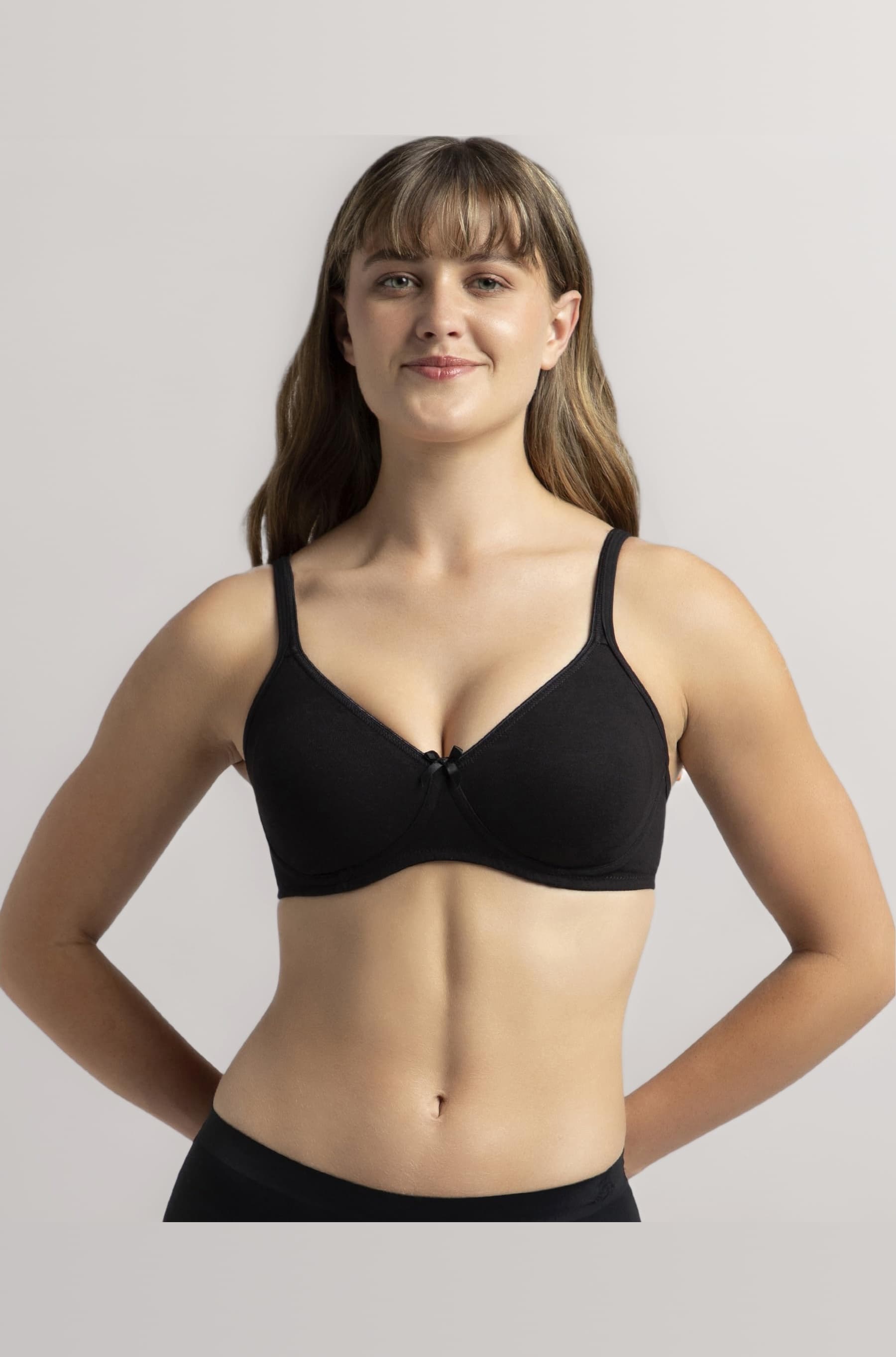 1722 Women's Wirefree Non Padded Super Combed Cotton Elastane Stretch Medium Coverage Everyday Bra with Concealed Shaper Panel and Adjustable Straps