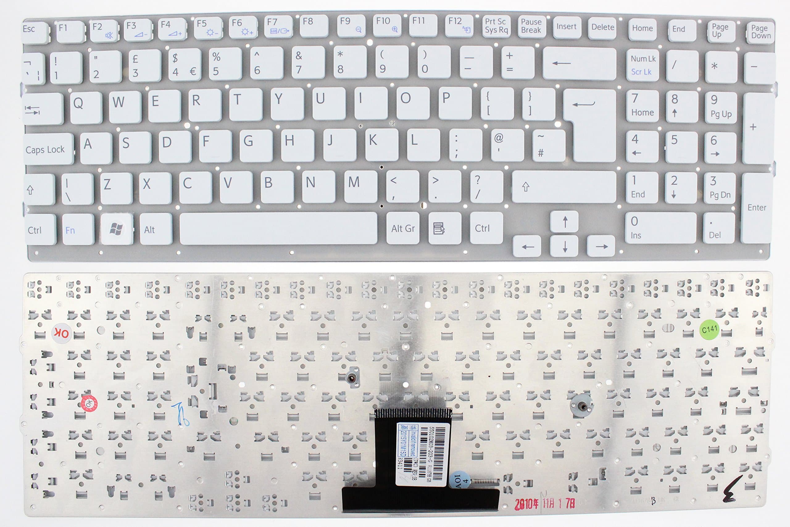 SONY VAIO VPC-EB SERIES PCG-71311M 71312M KEYBOARD UK LAYOUT NO FRAME NEW F179