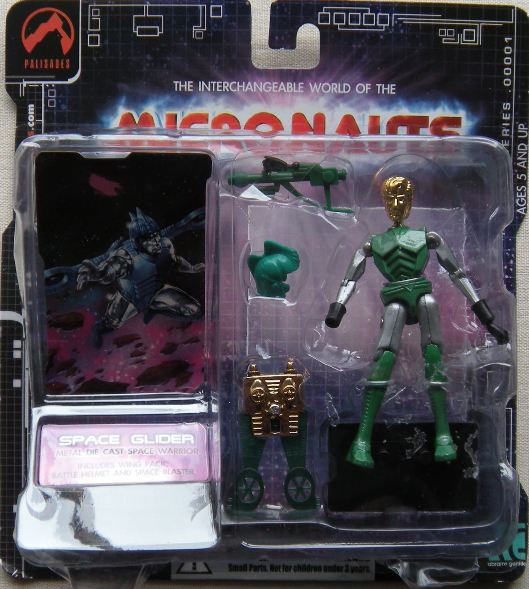 Micronauts Interchangeables- Space Glider action figure w/ wing pack & blaster by Palisades