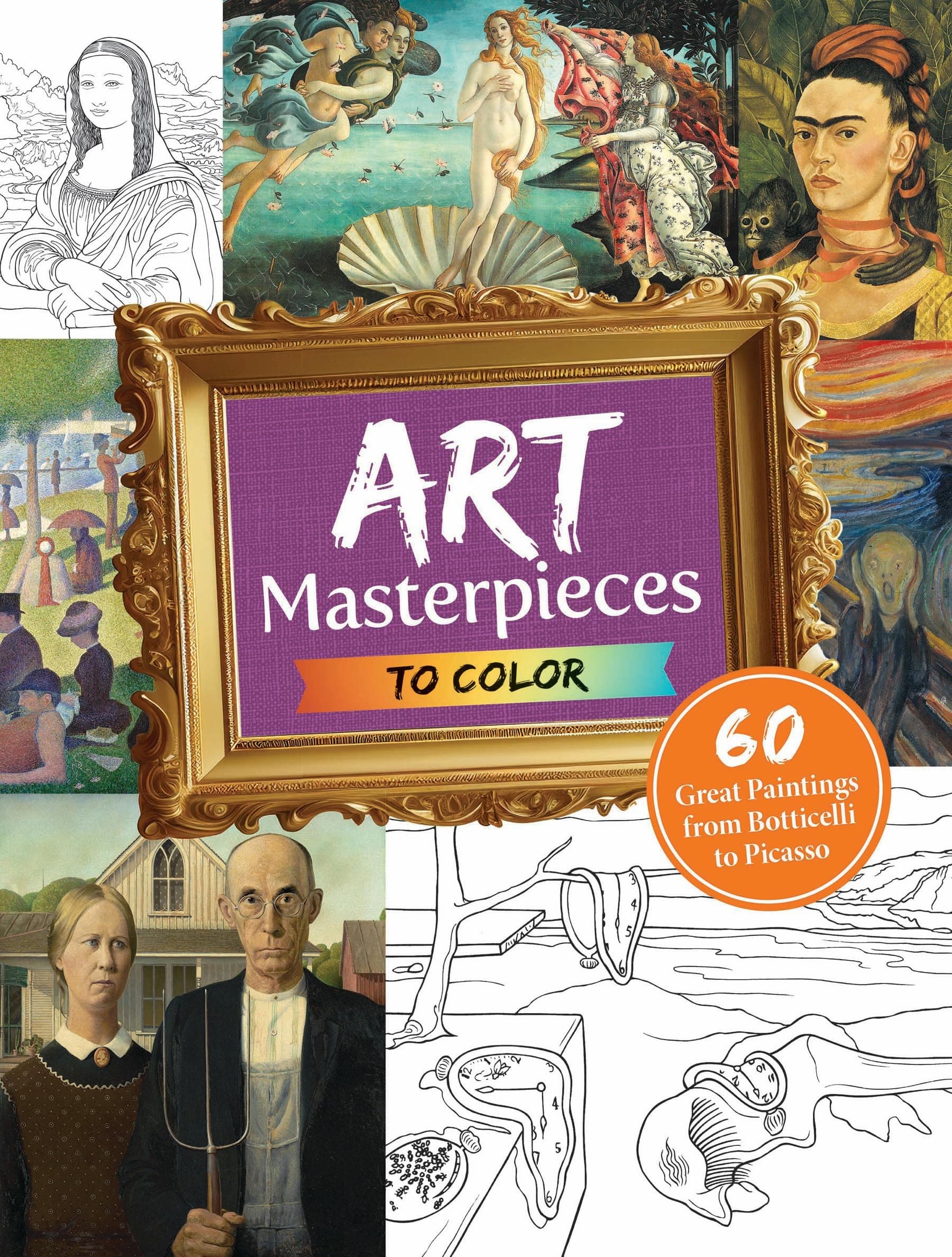 Art Masterpieces to Color: 60 Great Paintings from Botticelli to Picasso (Dover Art Coloring Book)