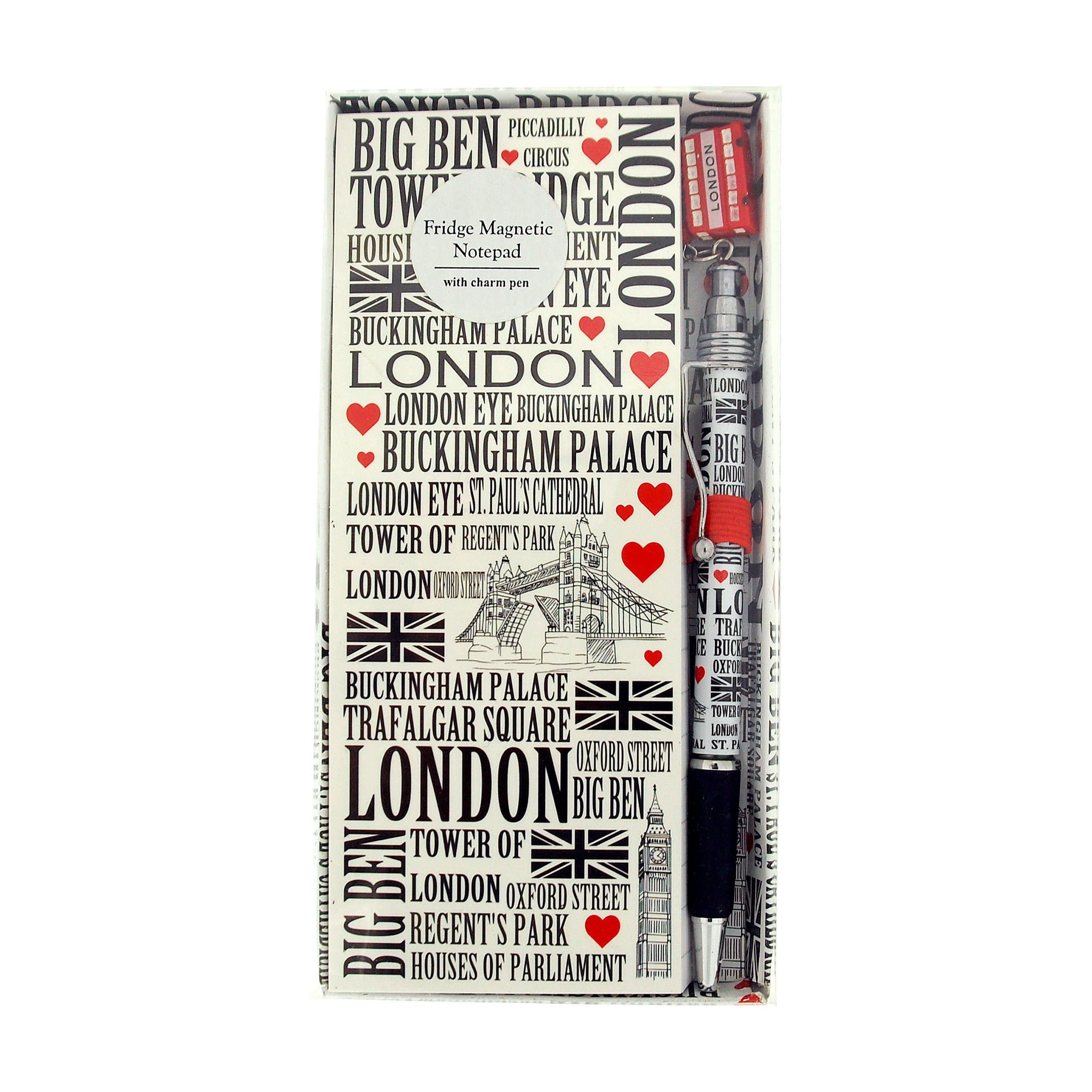 London Streets Design Fridge Magnetic Notepad & Pen Souvenir/Memento SC1391