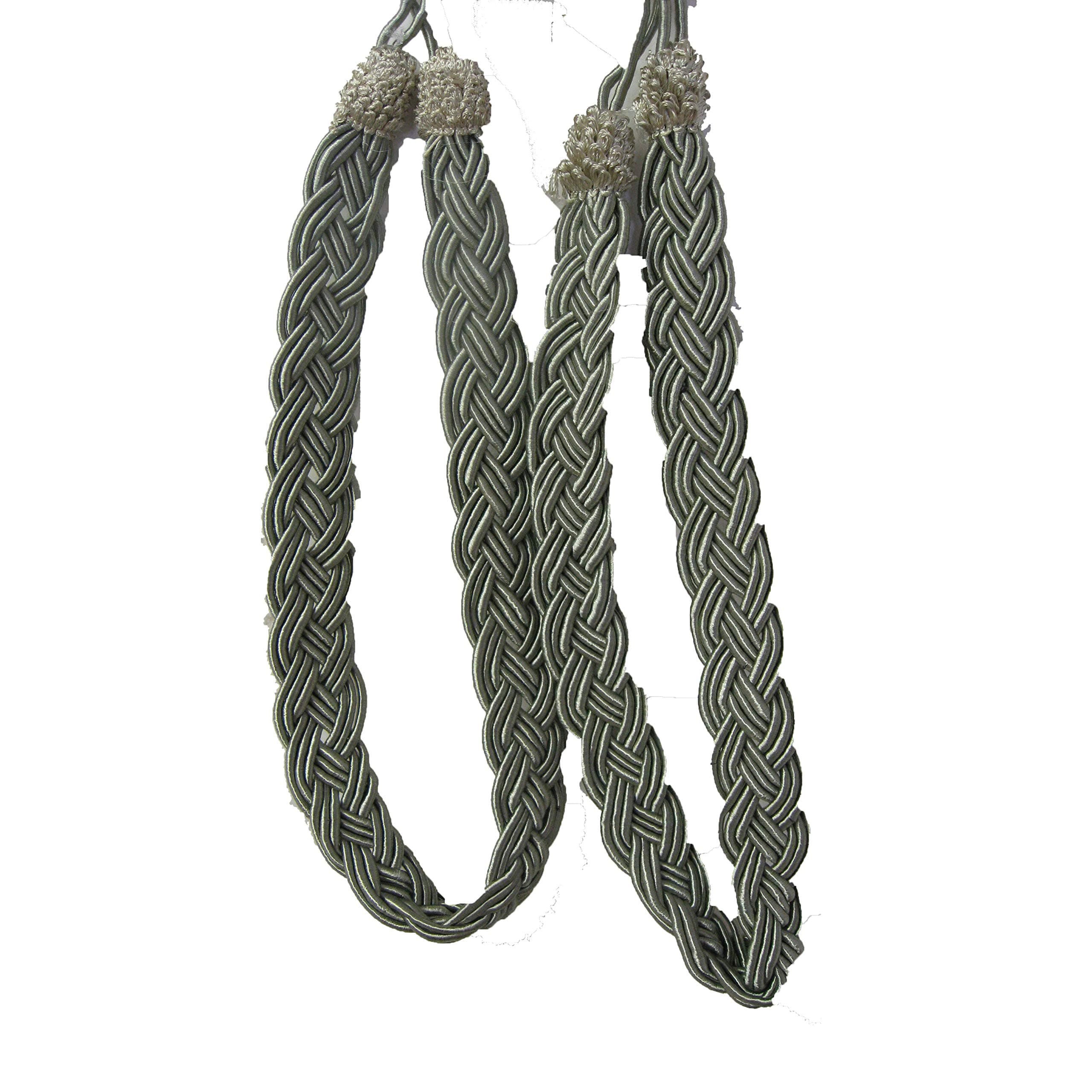 Vintiquewise QI003211 Quickway Imports Pair of Silver/Green Rope Curtain Tiebacks, 18 inches, Sage