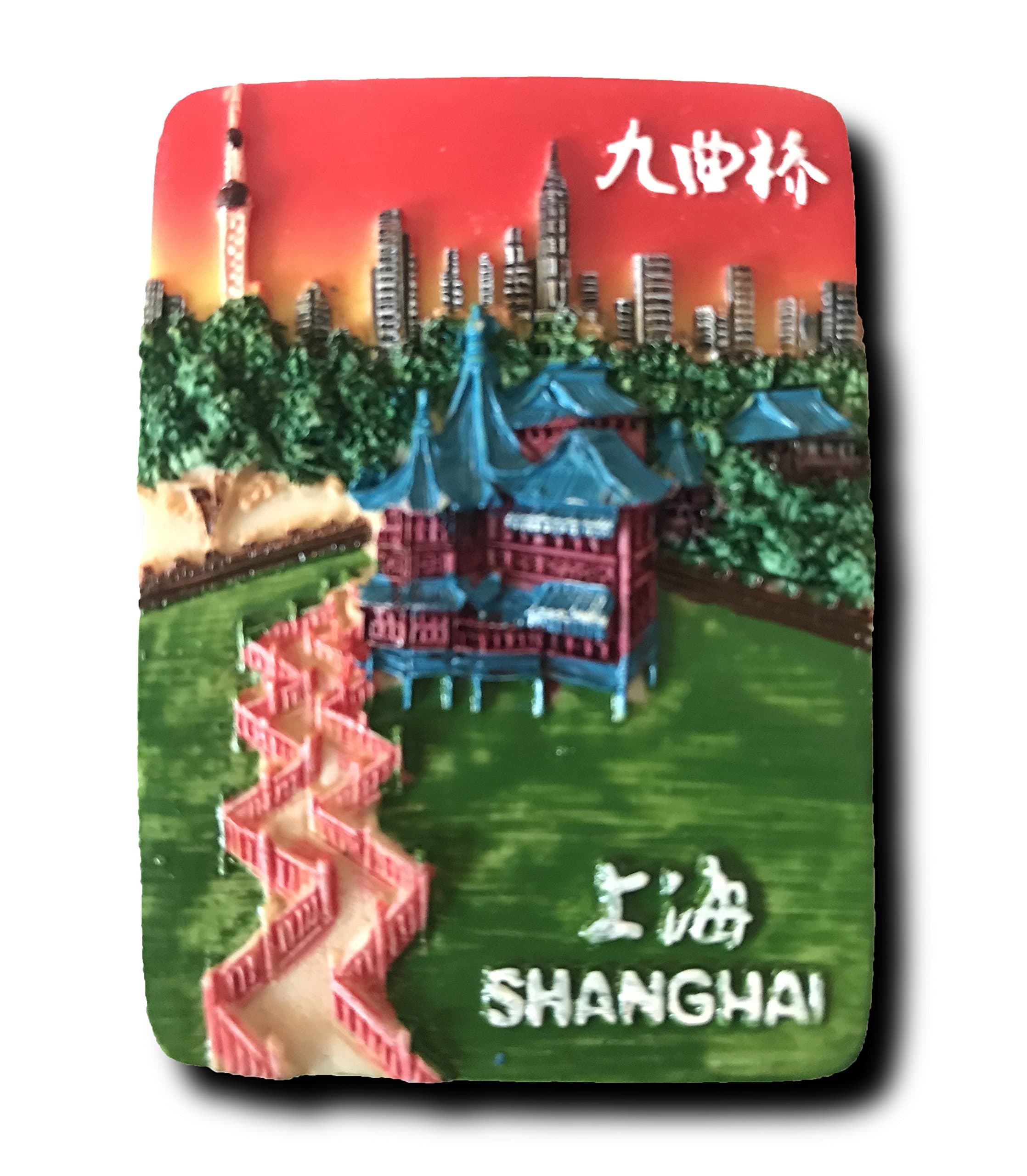Shanghai 3D Refrigerator Magnet, Jiuqu Bridge Famous Tourist Souvenirs,Resin Fridge Magnet Home and Kitchen Decoration,China Promotion Gift