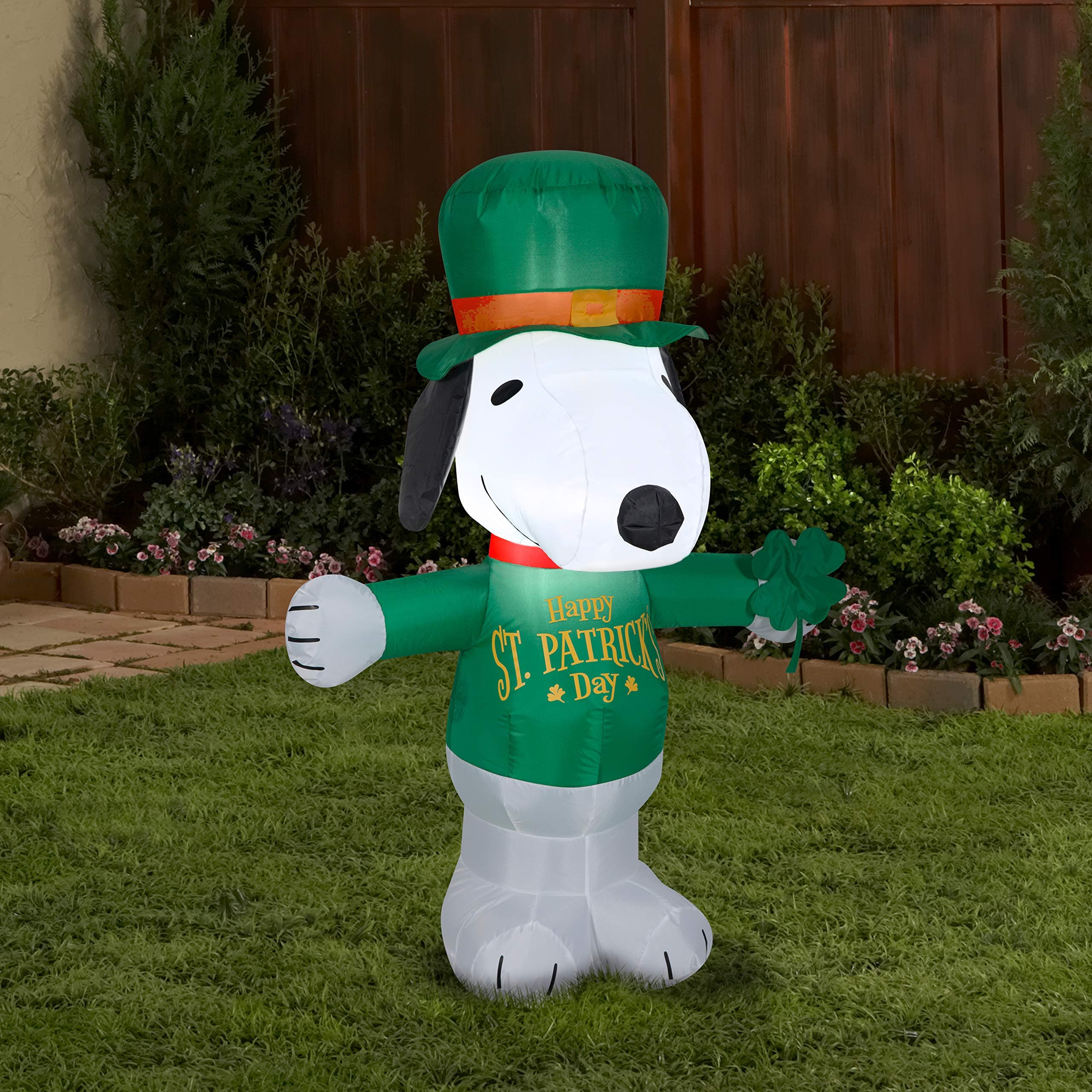Airblown Inflatable St. Patrick's Day Snoopy, 3.5 ft Tall, White