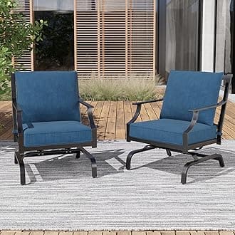 Outdoor Patio Seating Chair, Motion Chair, Stationary Rocker Shake of 5-10°, Conversation Patio Chair Set of 2,Peacock Blue